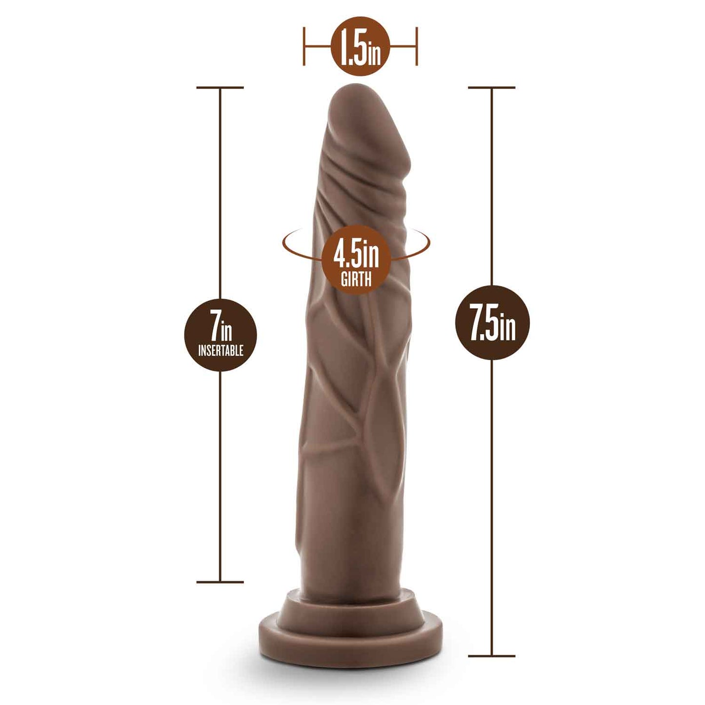 Dr. Skin Silicone - Dr. Carter - 7 Inch Dong With Suction Cup - Chocolate - Not Very Vanilla