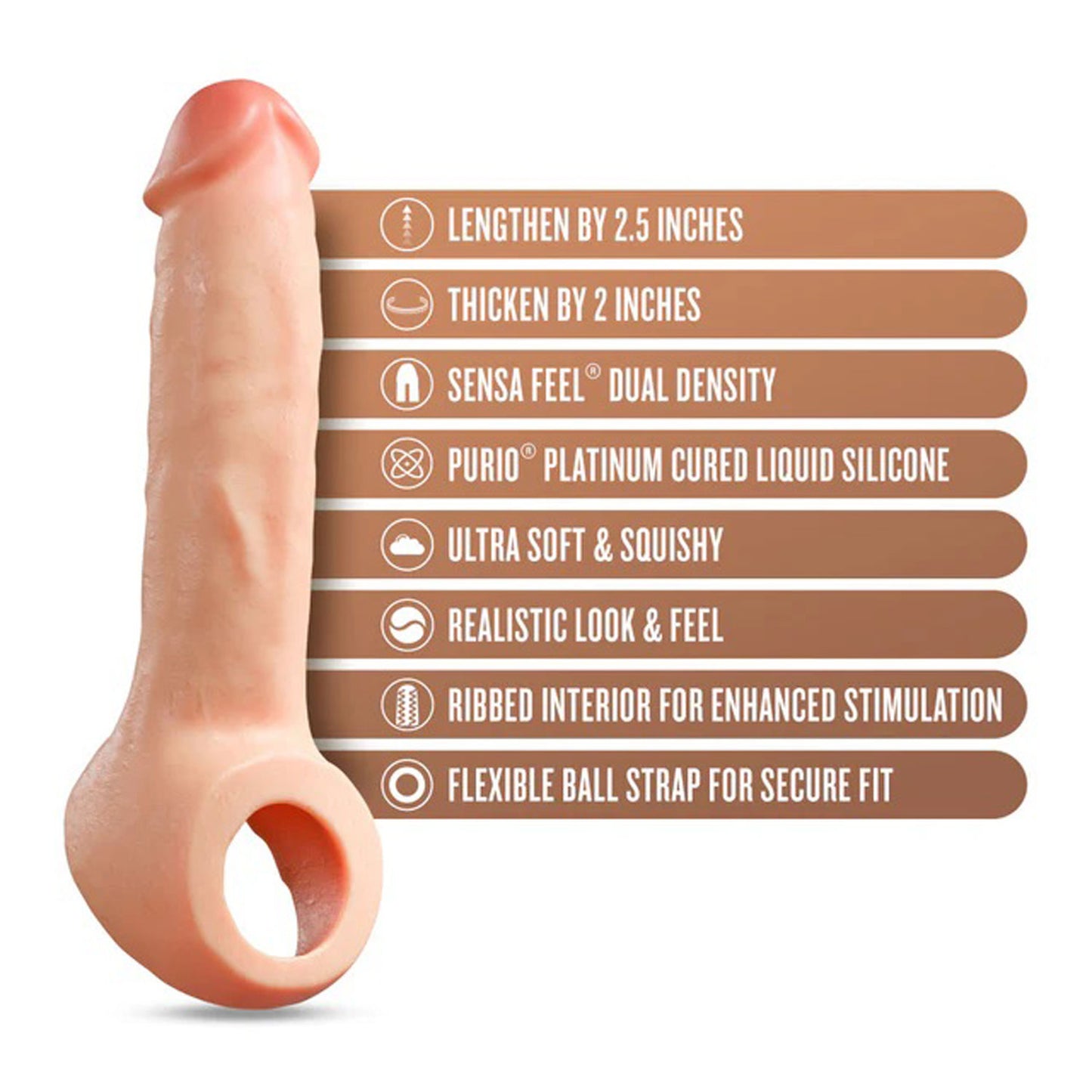 Performance Plus Thrive 2.5 Inch Silicone Penis  Xtender - Beige