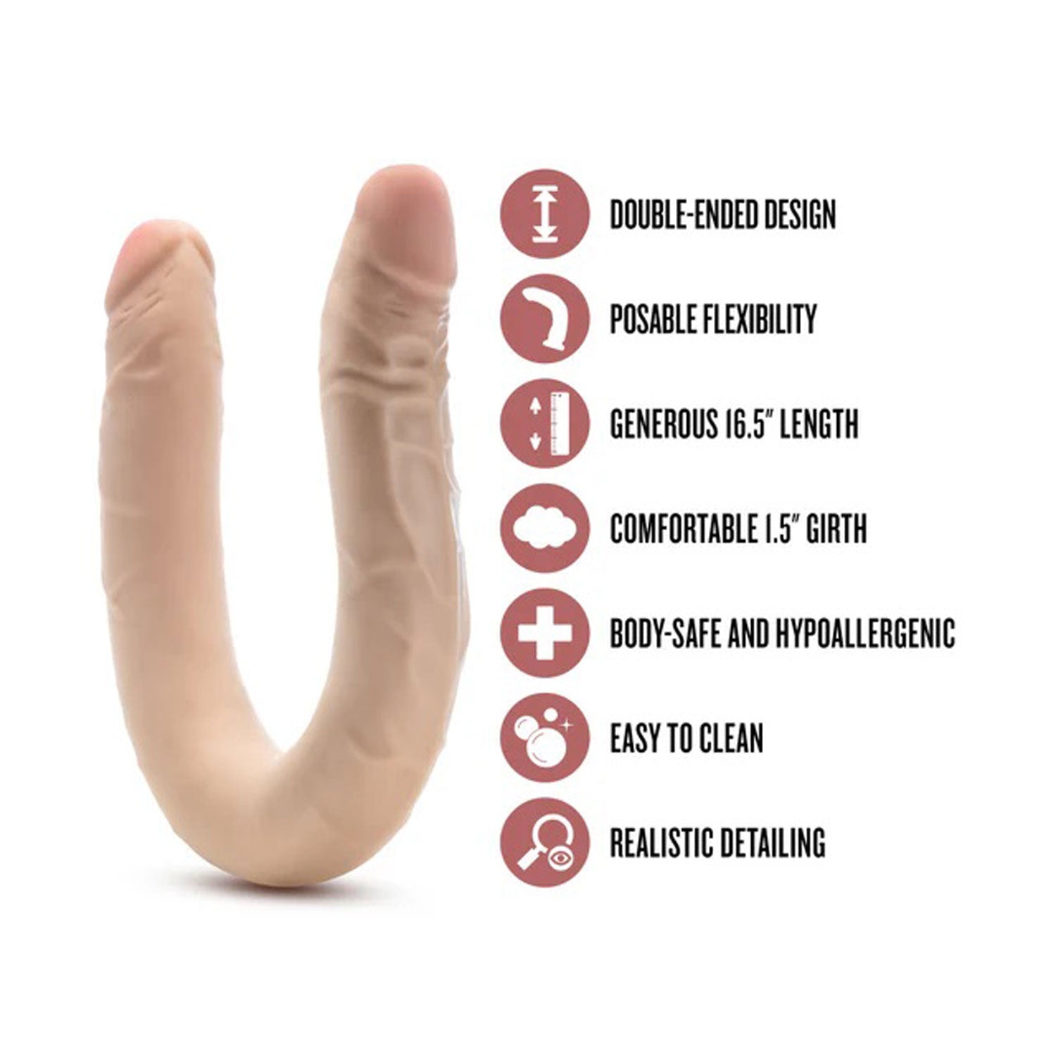 Dr. Skin Plus - 16.5” Posable Double Dong - Beige - Not Very Vanilla