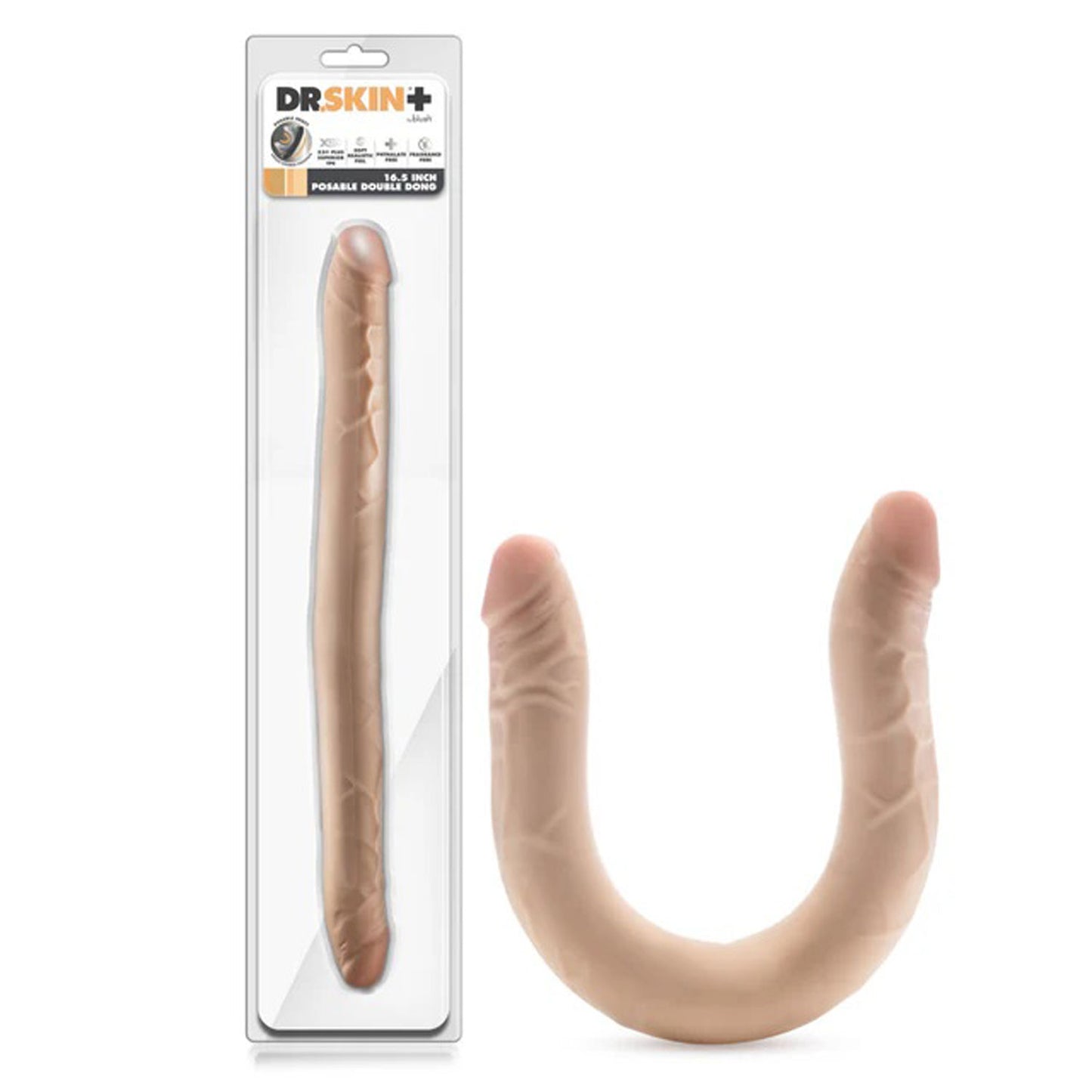 Dr. Skin Plus - 16.5” Posable Double Dong - Beige - Not Very Vanilla