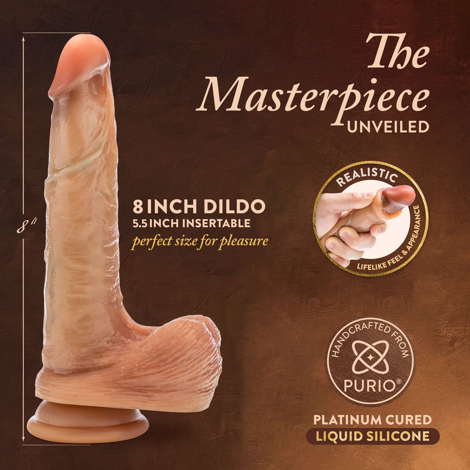 Renaissance - Davinci - 8 Inch Sliding Foreskin Dildo With Squeezable Balls - Tan - Not Very Vanilla