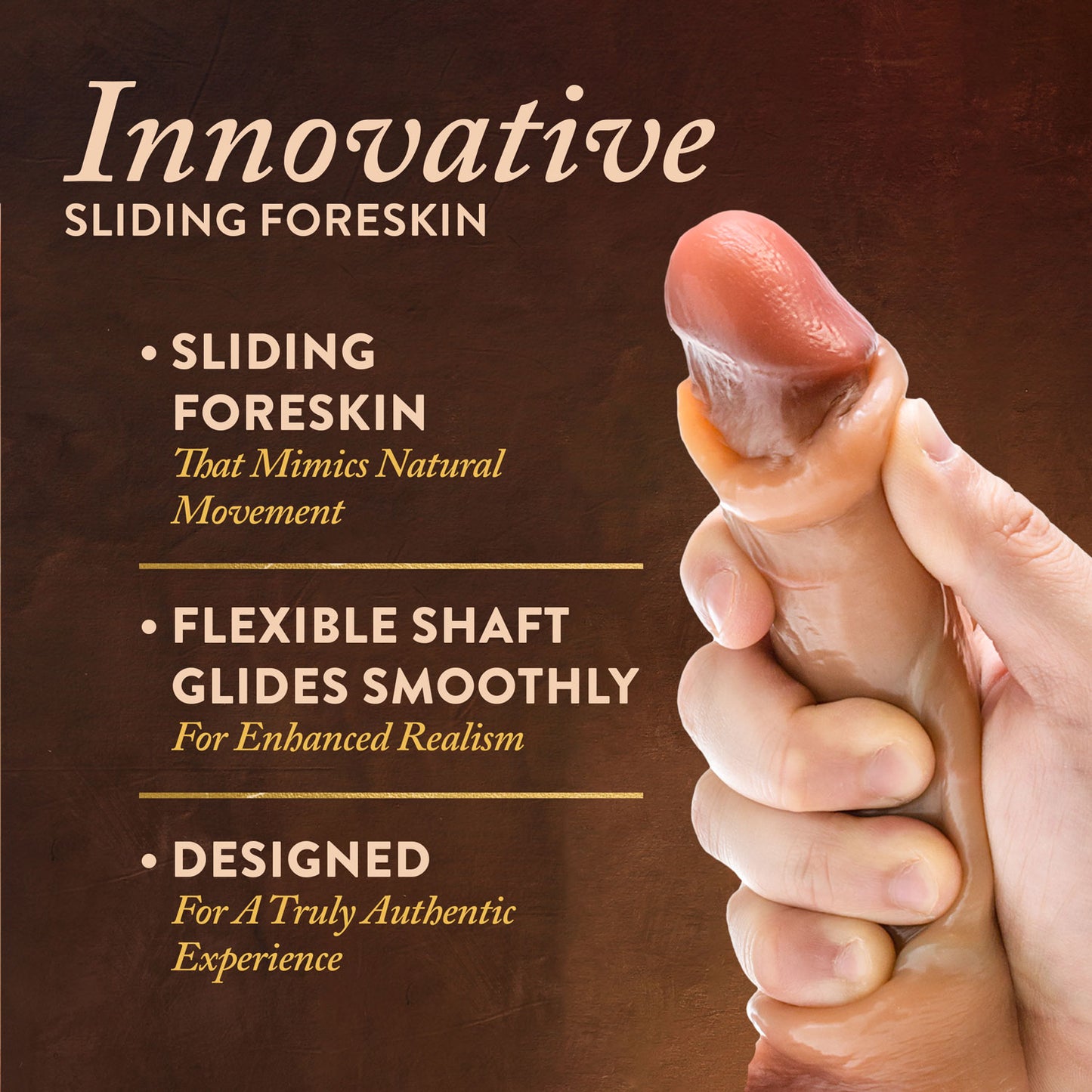 Renaissance - Davinci - 8 Inch Sliding Foreskin Dildo With Squeezable Balls - Tan - Not Very Vanilla