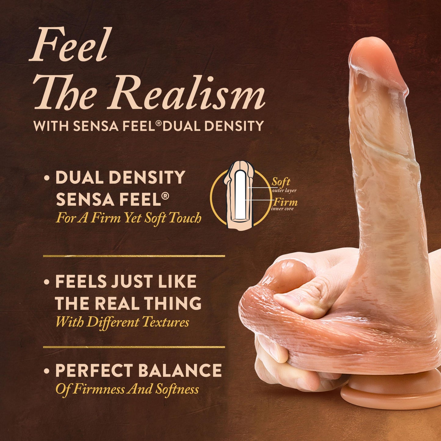 Renaissance - Davinci - 8 Inch Sliding Foreskin Dildo With Squeezable Balls - Tan - Not Very Vanilla