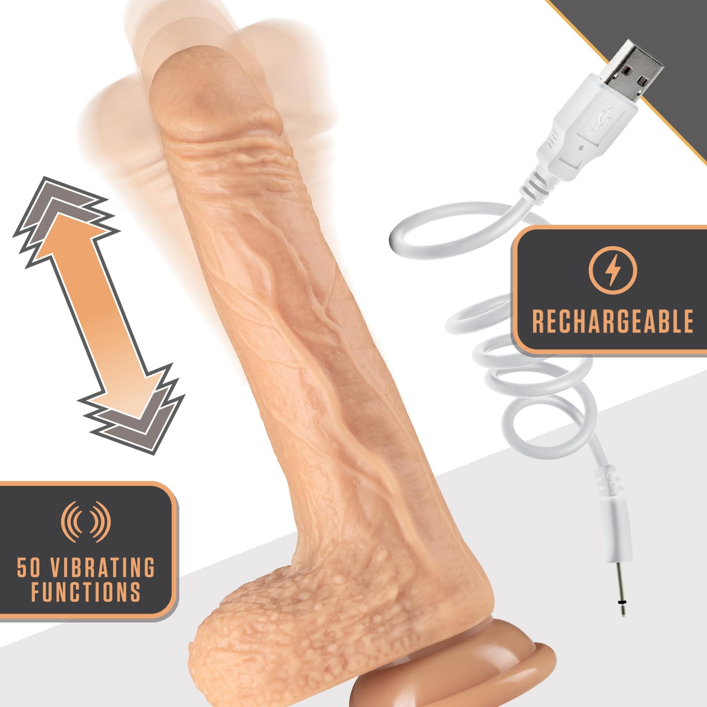 Dr. Skin Silicone - Dr. Grey - 7 Inch Thrusting Dildo - Vanilla - Not Very Vanilla