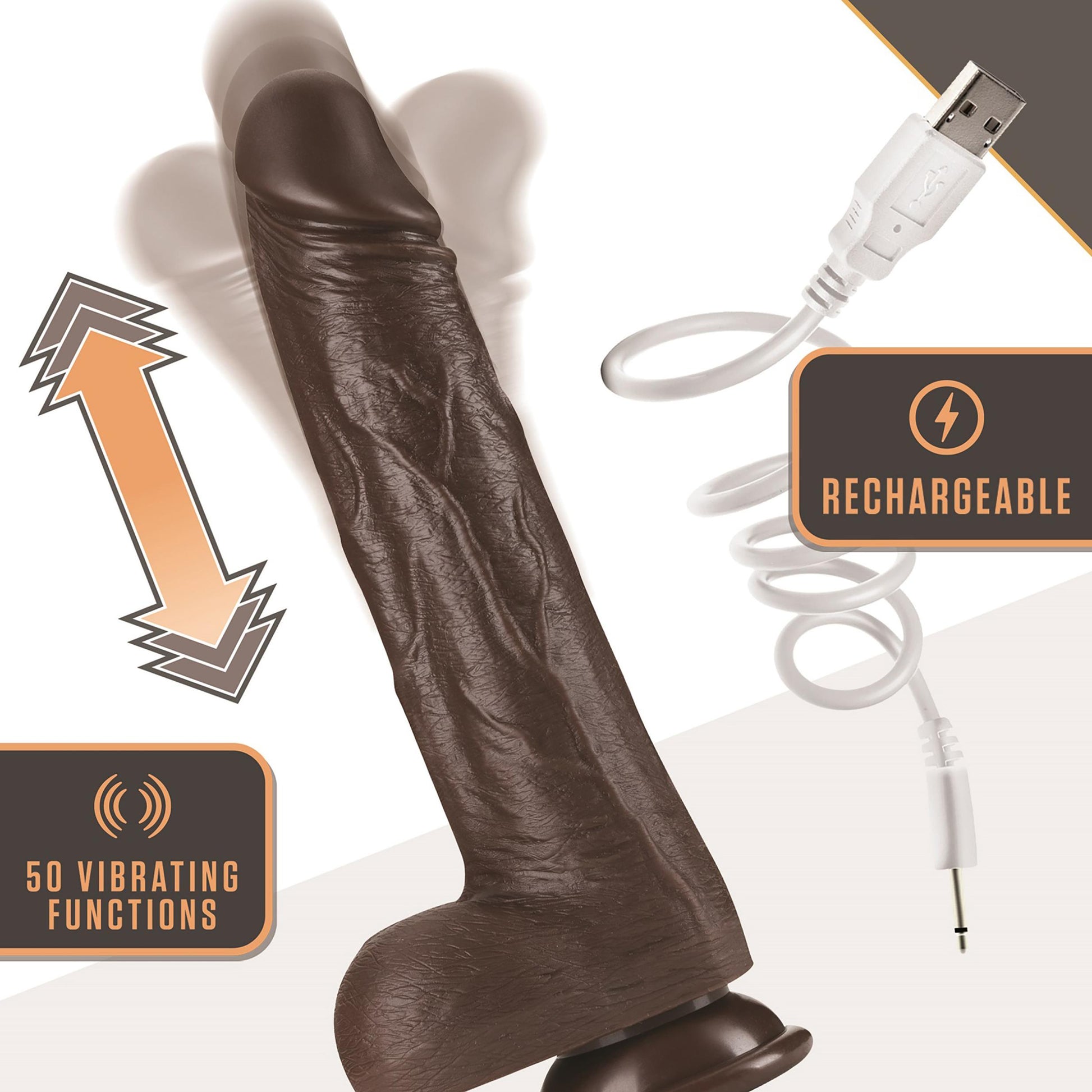 Dr. Skin Silicone - Dr. Murphy - 8 Inch Thrusting Dildo - Chocolate - Not Very Vanilla