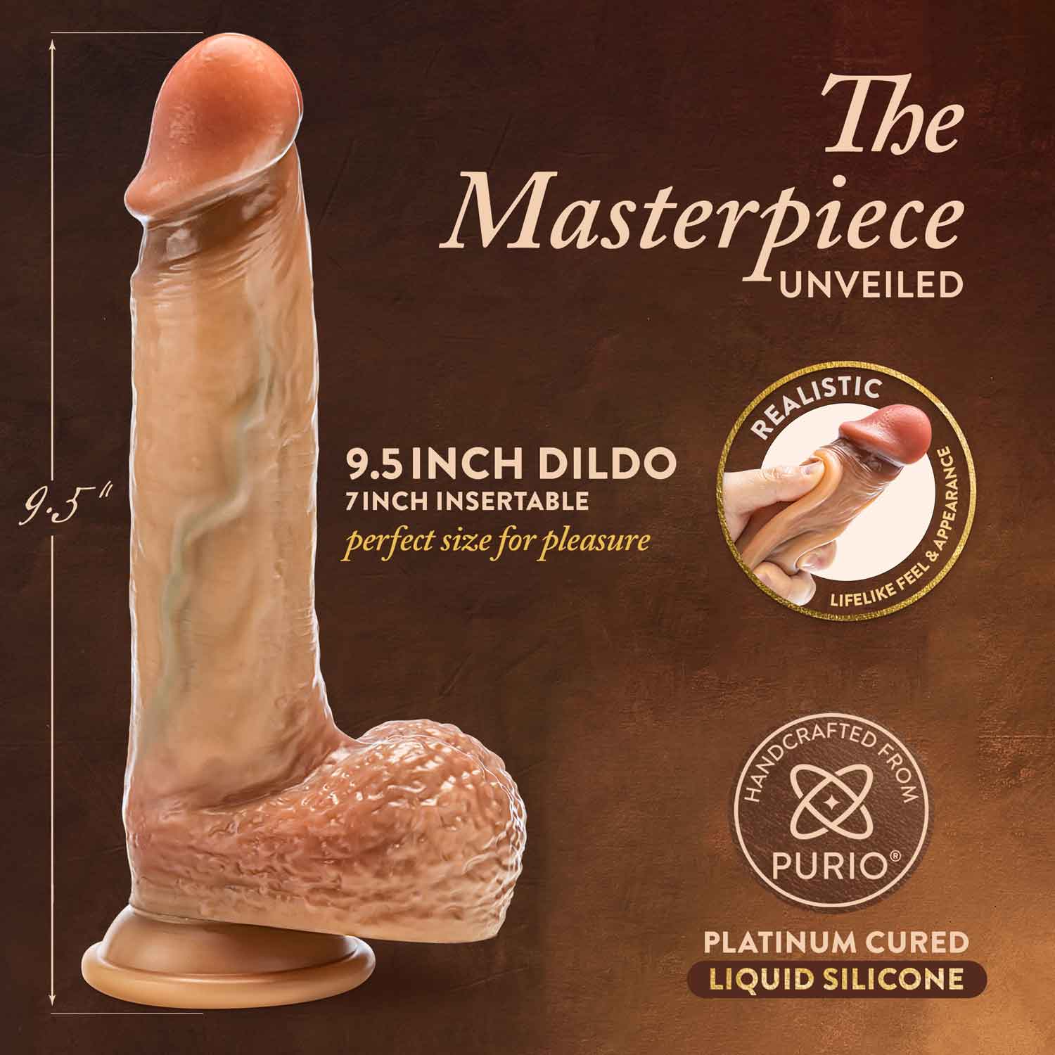 Renaissance - Raphael - 9.5 Inch Sliding Foreskin Dildo With Squeezable Balls - Tan - Not Very Vanilla