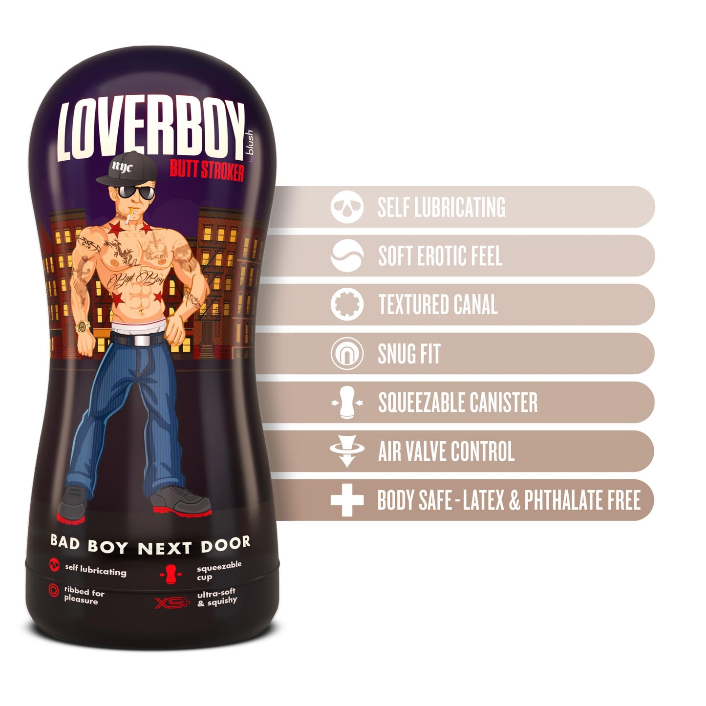 Loverboy - Bad Boy Next Door - Self Lubricating Stroker - Beige - Not Very Vanilla