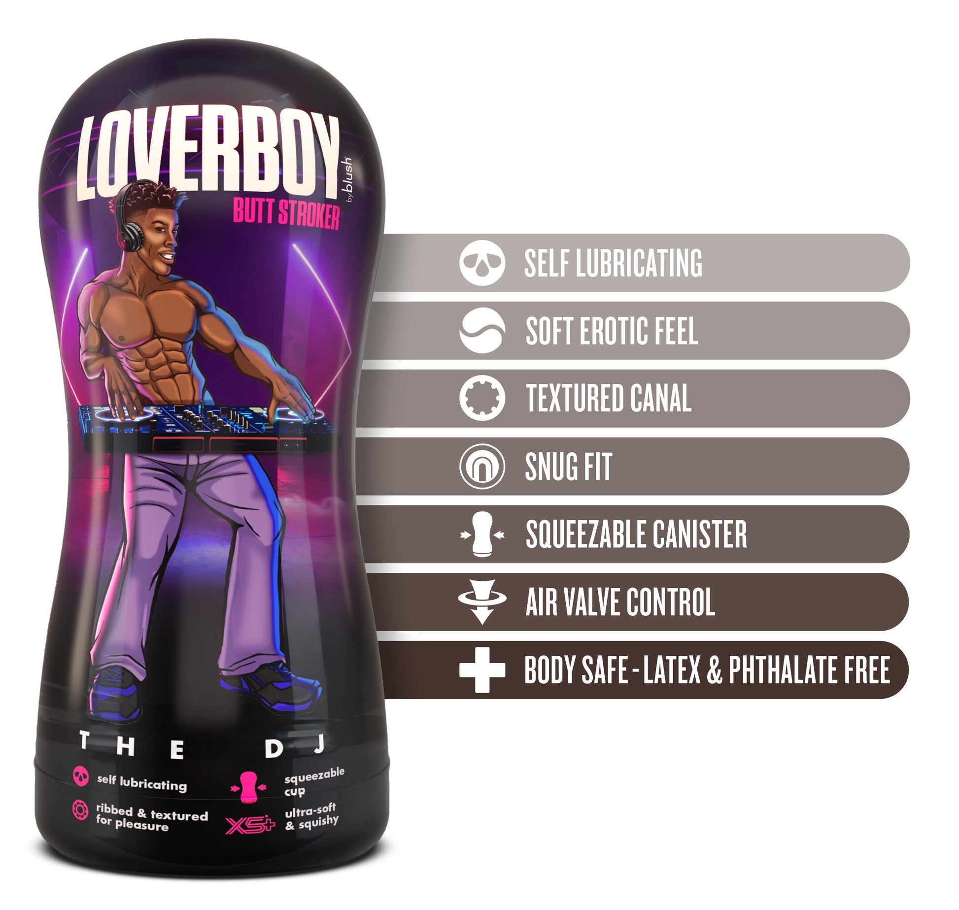 Loverboy - the Dj - Self Lubricating Stroker - Brown - Not Very Vanilla