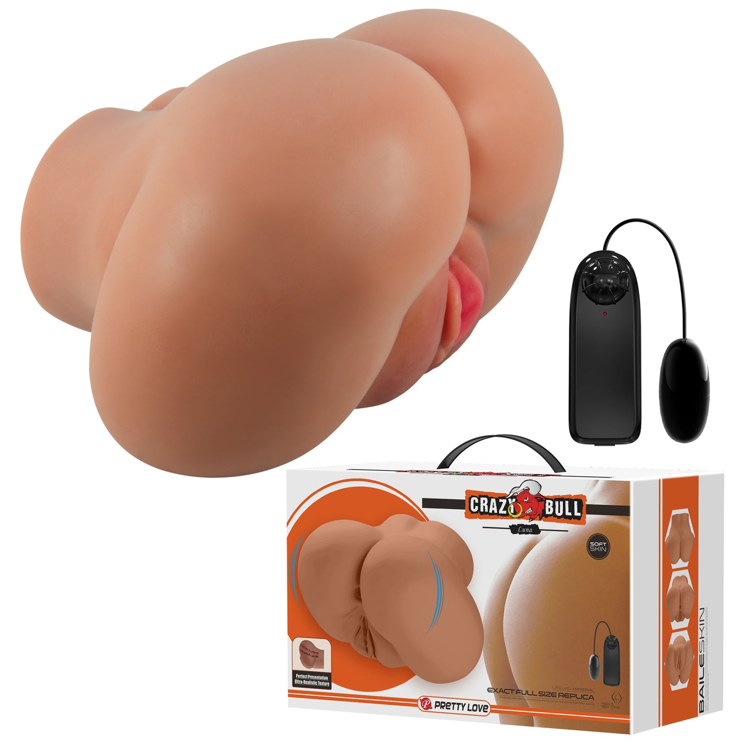 Luna Realistic Vagina and Ass  Vibrator - Tan