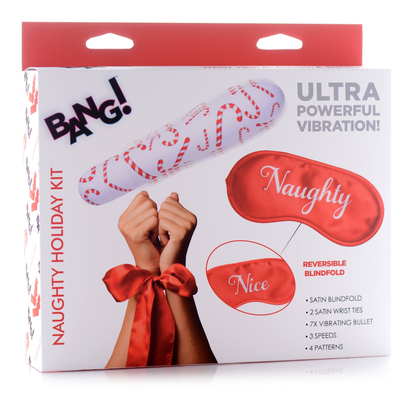 Bang - Naughty Holiday Kit - Wrist Ties XL Bullet and Blindfold - Not Very Vanilla