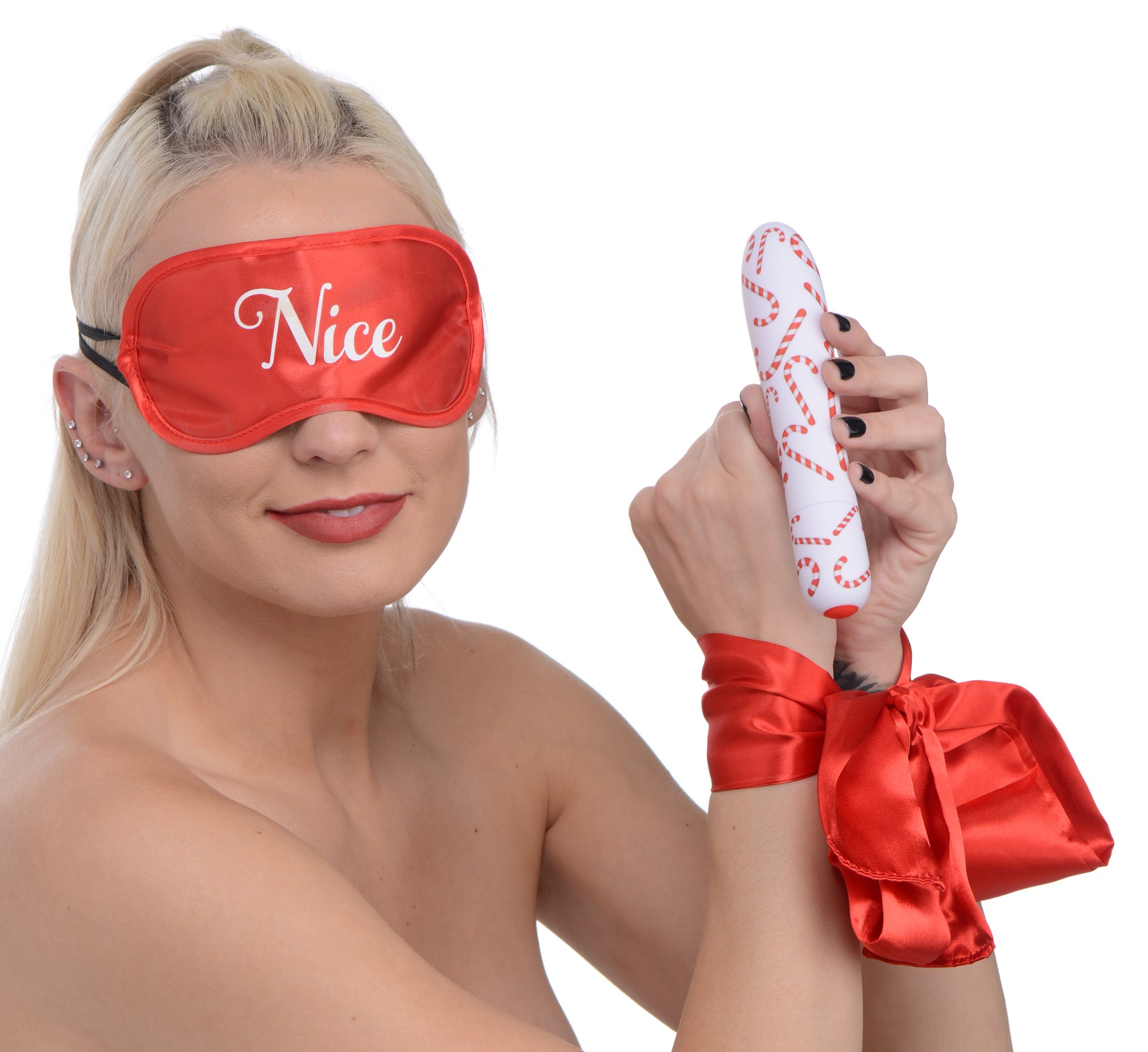 Bang - Naughty Holiday Kit - Wrist Ties XL Bullet and Blindfold - Not Very Vanilla