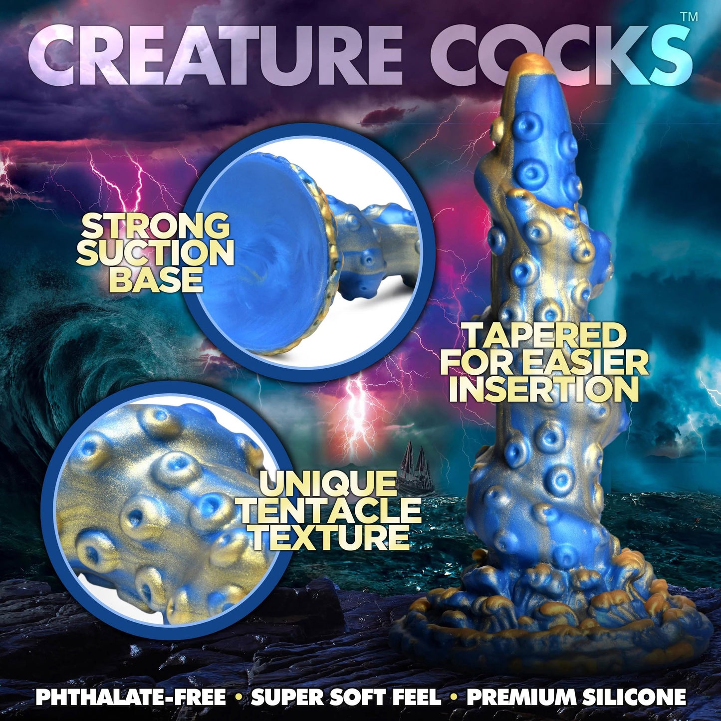 Lord Kraken Tentacled Silicone Dildo - Blue - Not Very Vanilla