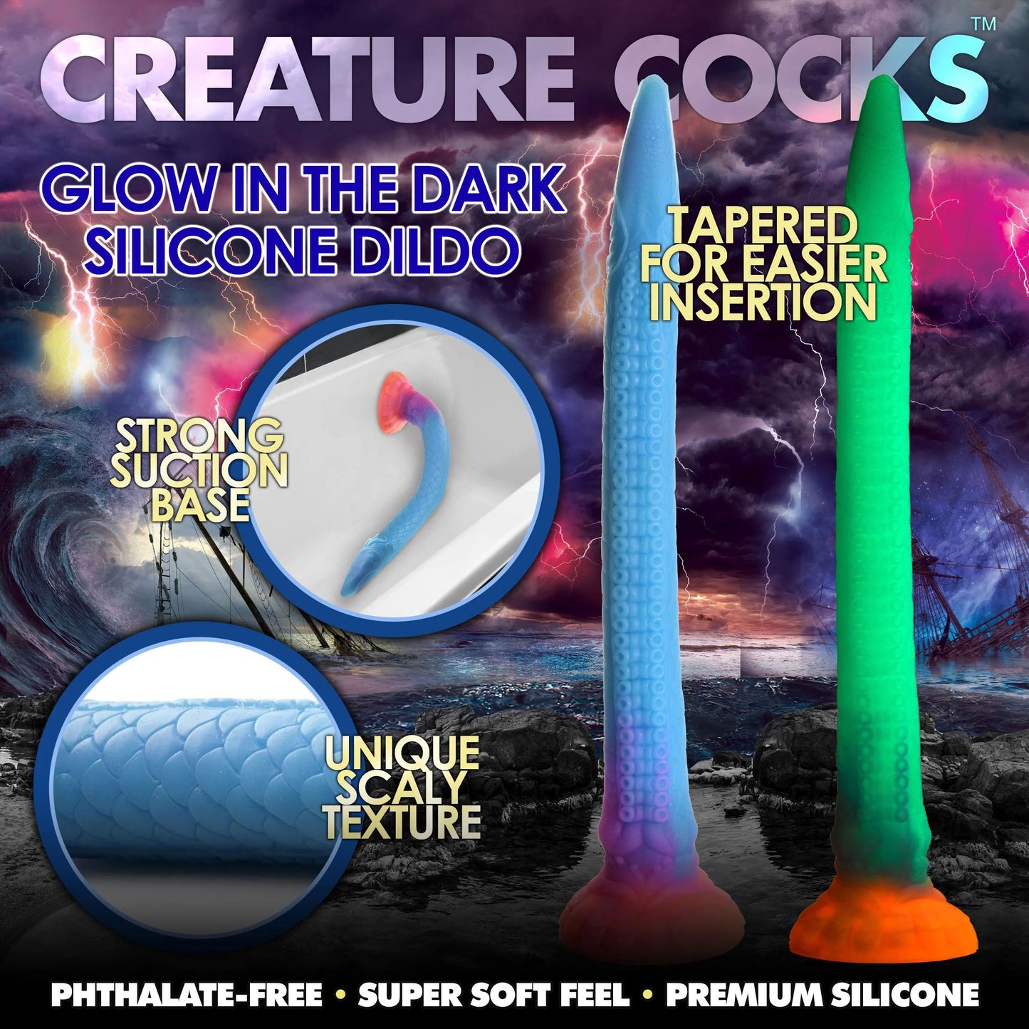 Makara Glow-in-the-Dark Silicone Snake Dildo - Not Very Vanilla