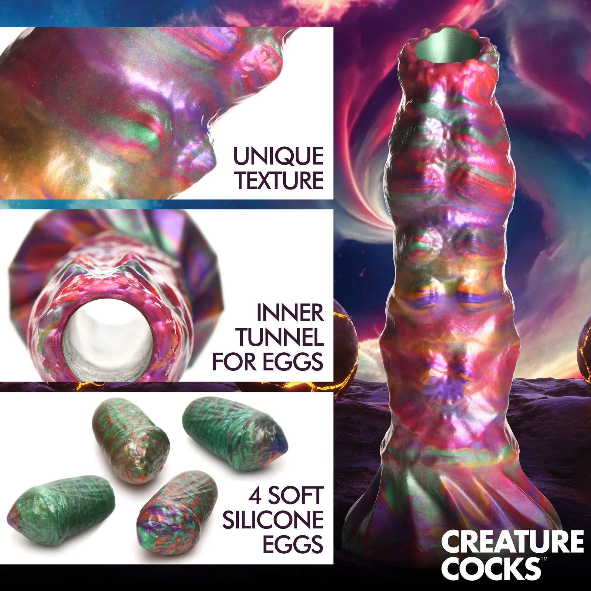 Larva Silicone Ovipositor Dildo With Eggs - Multicolor - Not Very Vanilla