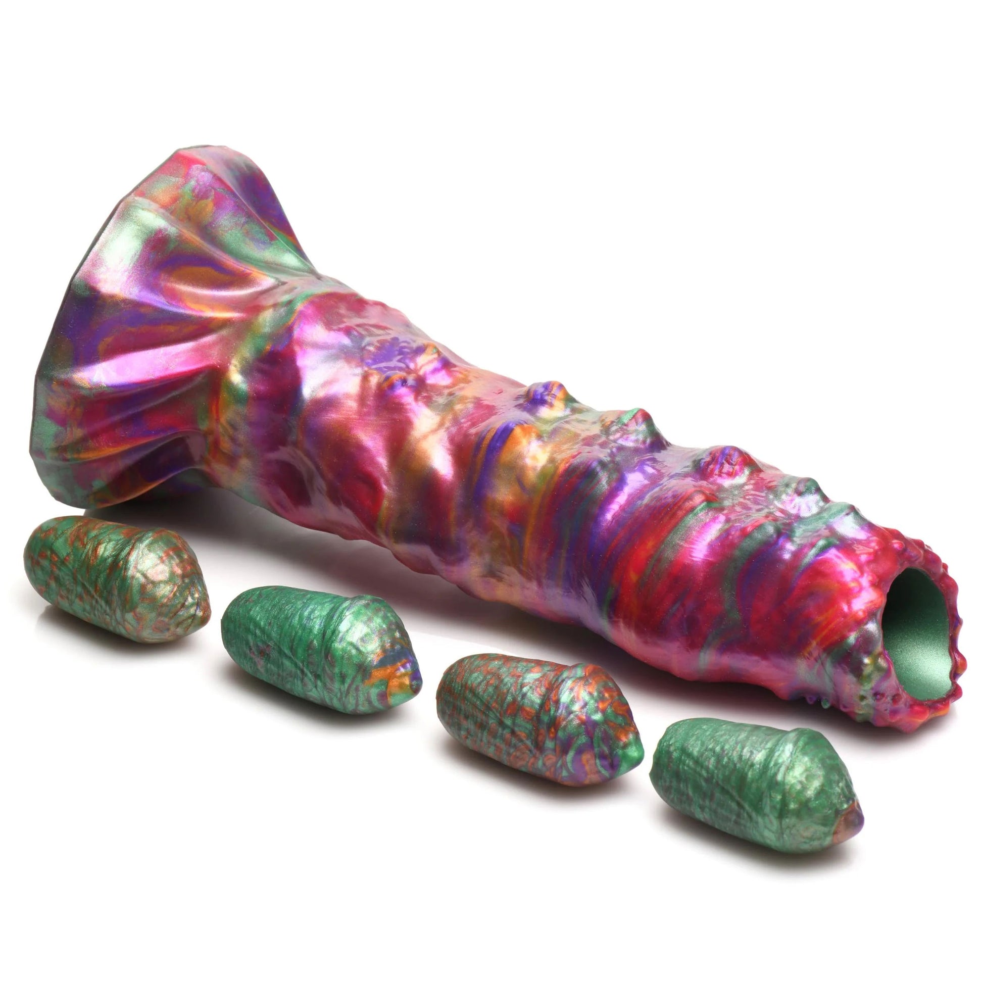 Larva Silicone Ovipositor Dildo With Eggs - Multicolor - Not Very Vanilla