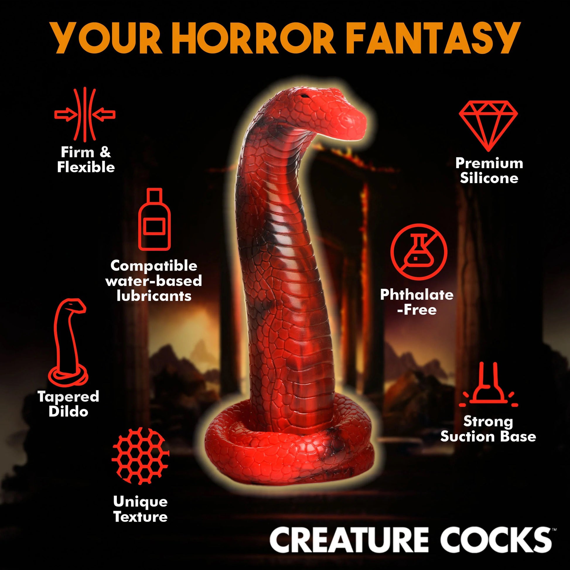 King Cobra King Cobra Silicone Dildo - Red - Not Very Vanilla