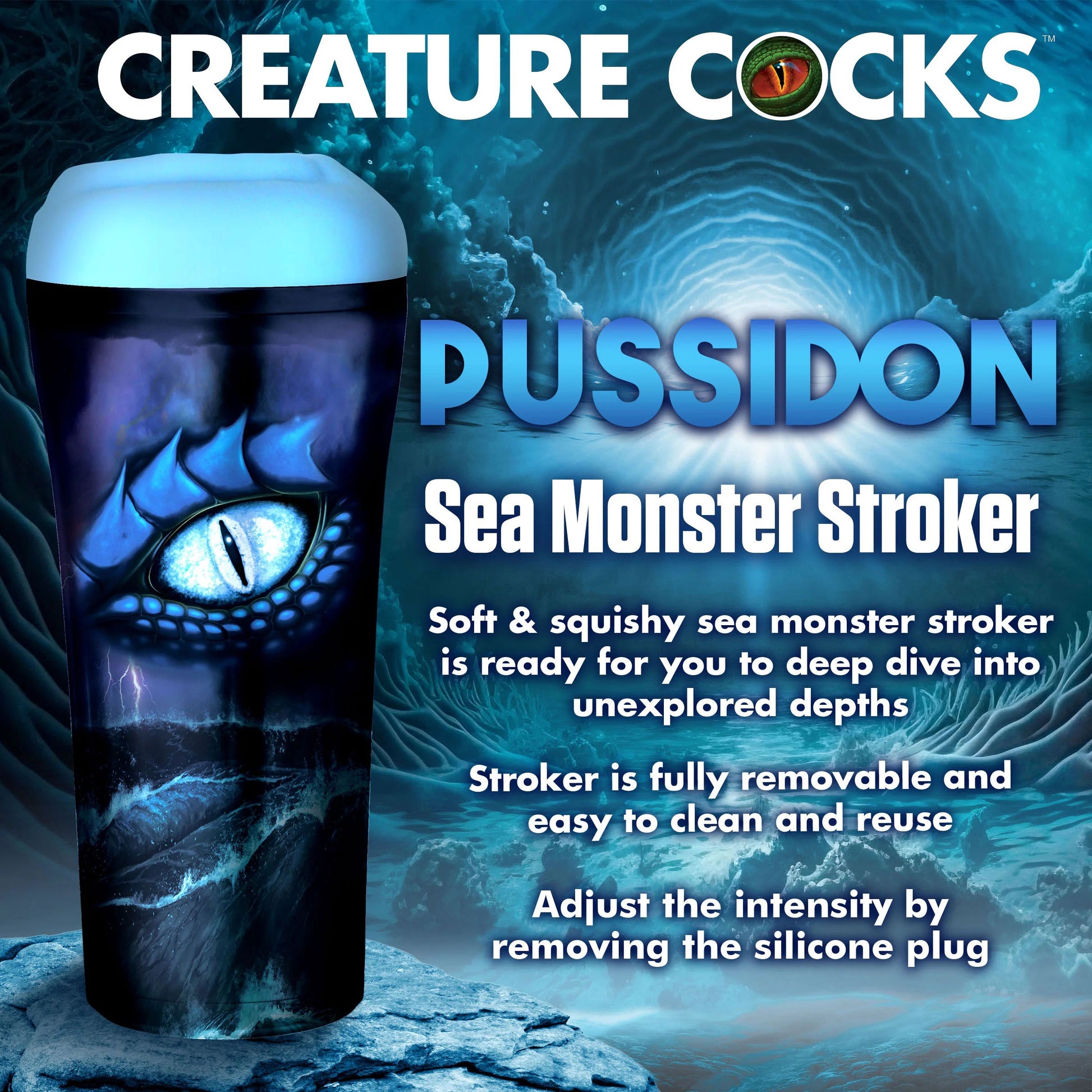 Pussidon Sea Monster Stroker - Blue - Not Very Vanilla