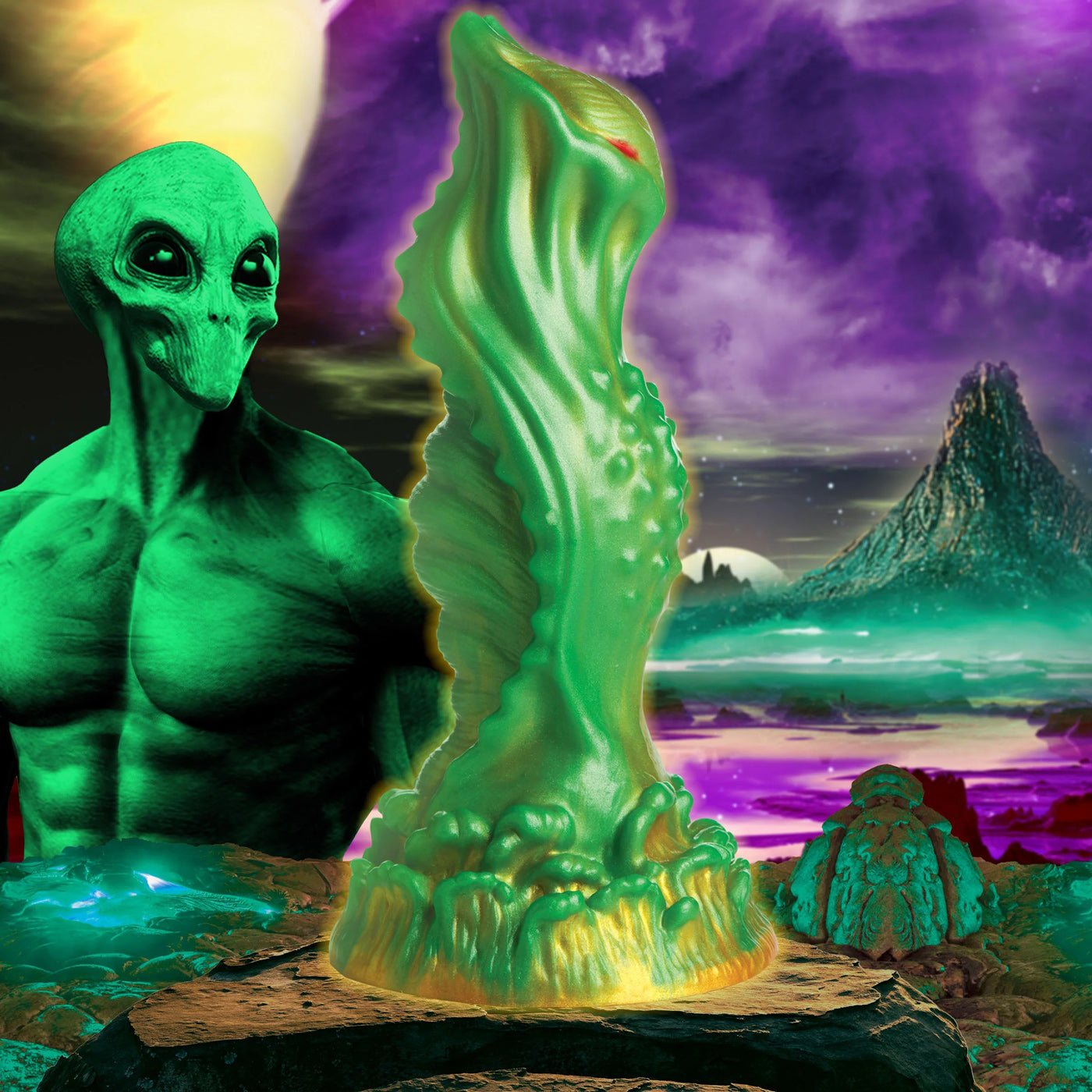 Nebula Alien Silicone Dildo - Green - Not Very Vanilla