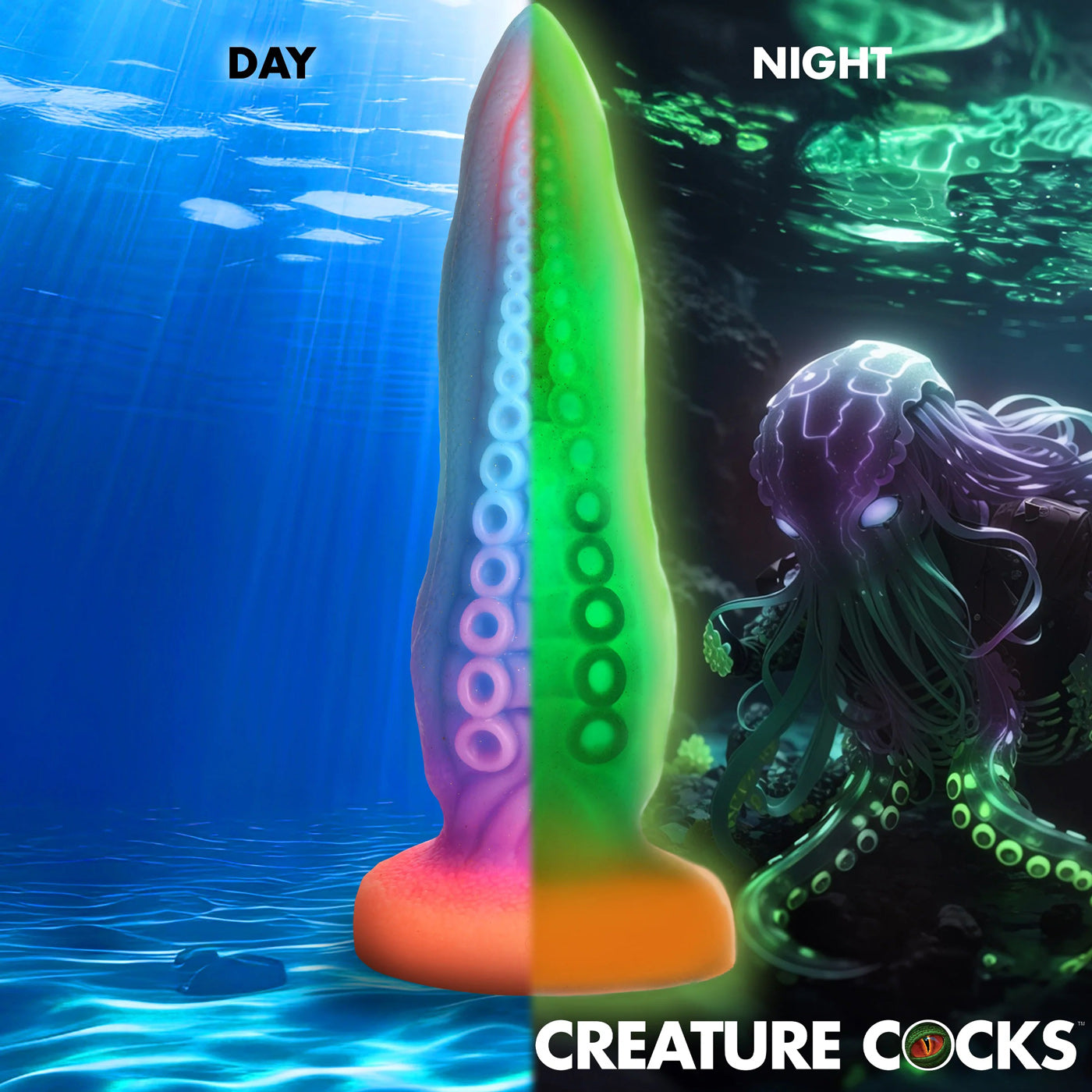 Tenta-Cock Glow-in-the-Dark Silicone Dildo - Not Very Vanilla