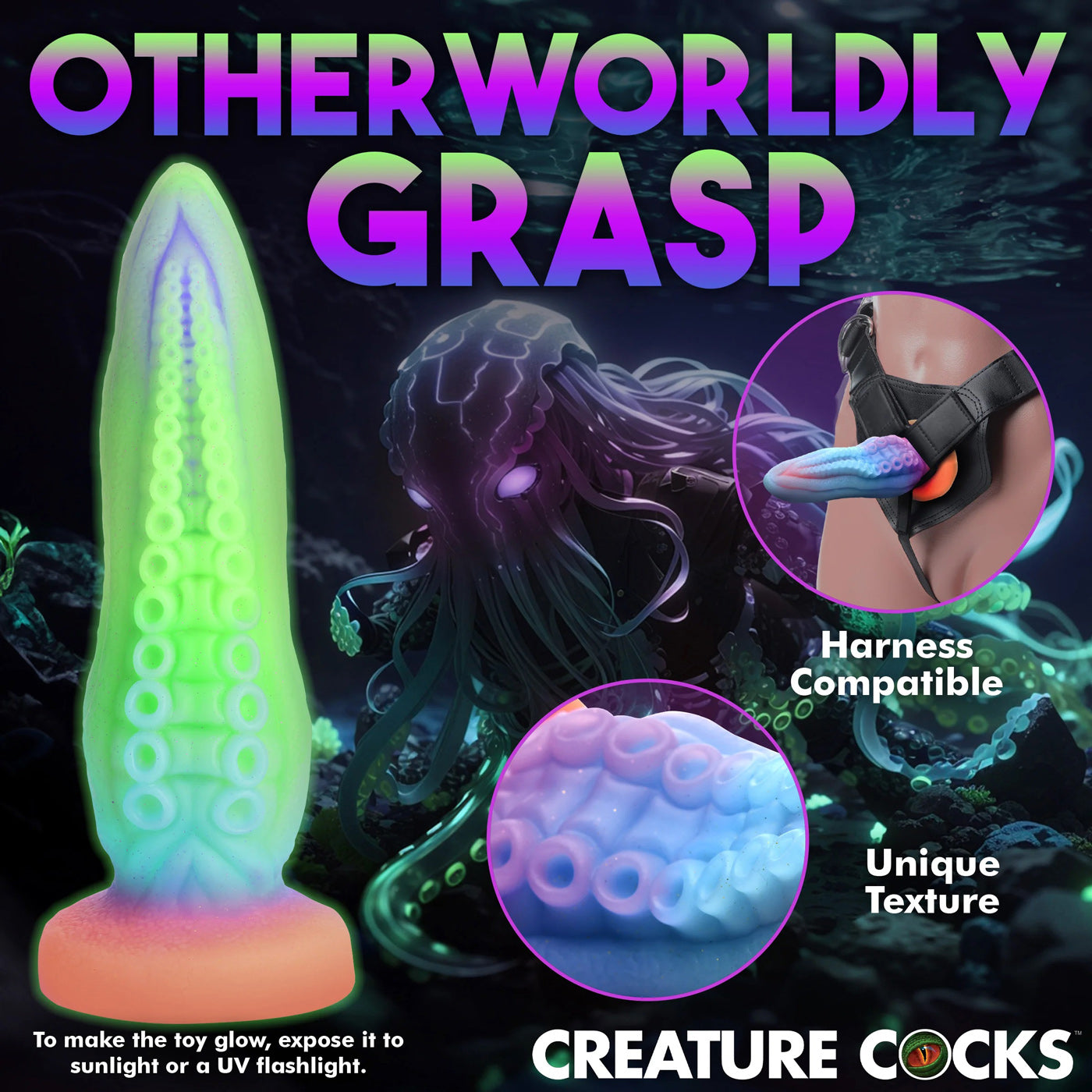 Tenta-Cock Glow-in-the-Dark Silicone Dildo - Not Very Vanilla