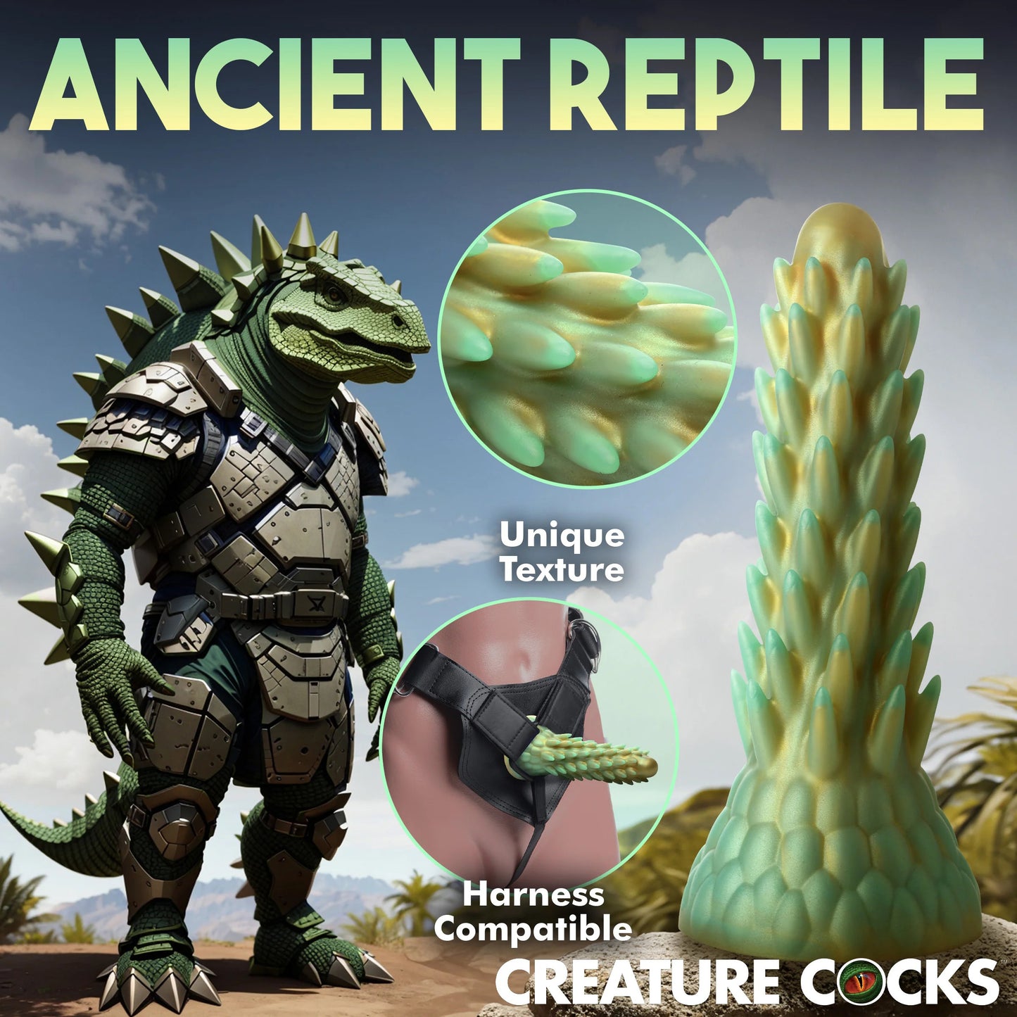 Stegosaurus Spiky Reptile Silicone Dildo - Green - Not Very Vanilla