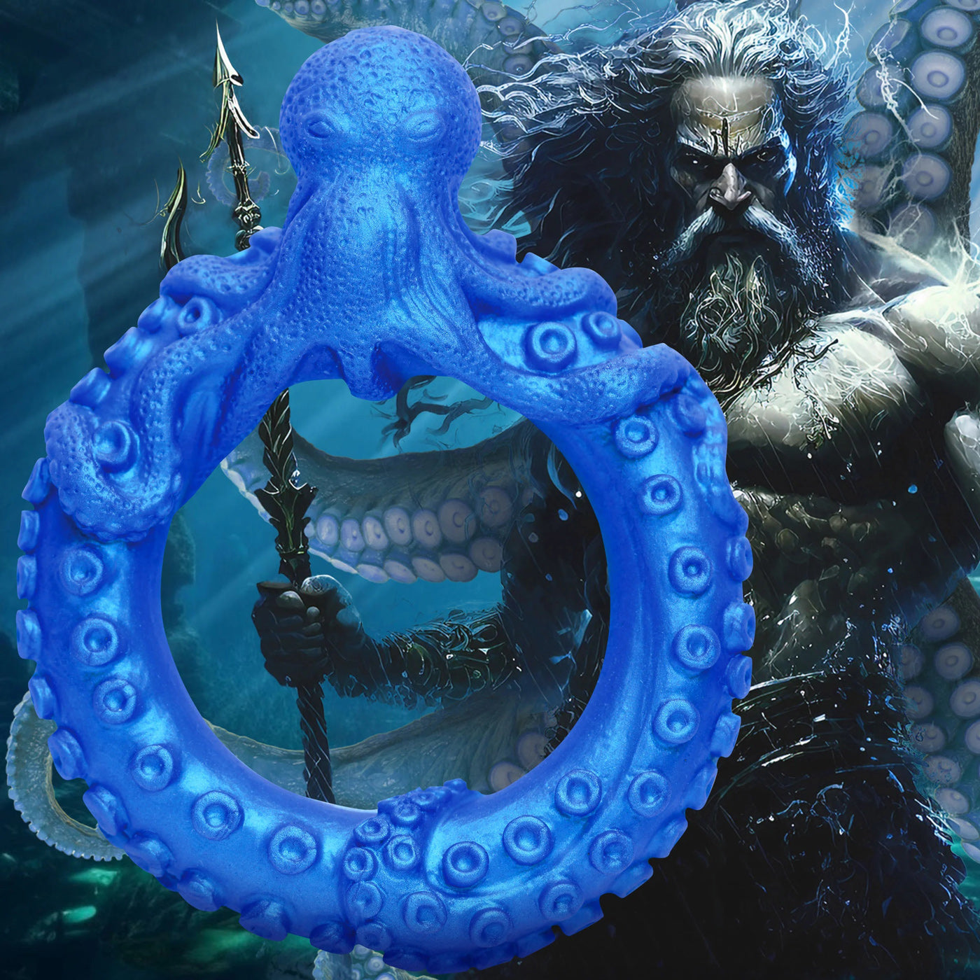 Poseidon's Octo-Ring Silicone Cock Ring - Blue - Not Very Vanilla