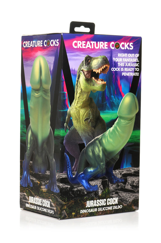 Jurassic Cock Dinosaur Silicone Dildo - Green/blue - Not Very Vanilla