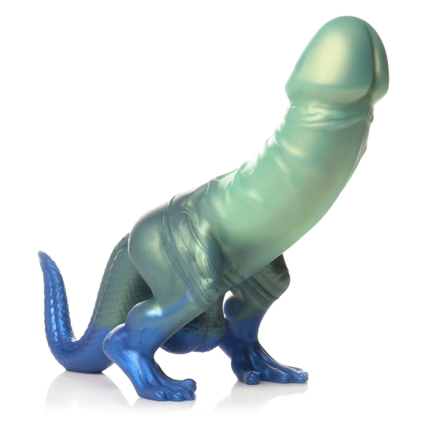 Jurassic Cock Dinosaur Silicone Dildo - Green/blue - Not Very Vanilla