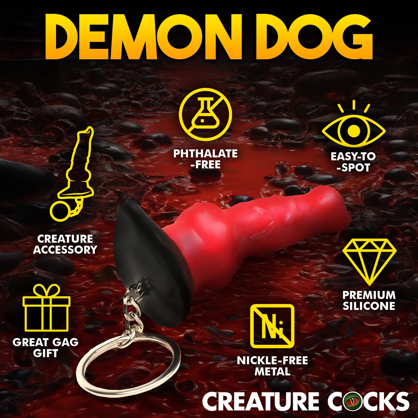 Hell Hound Keychain - Red - Not Very Vanilla