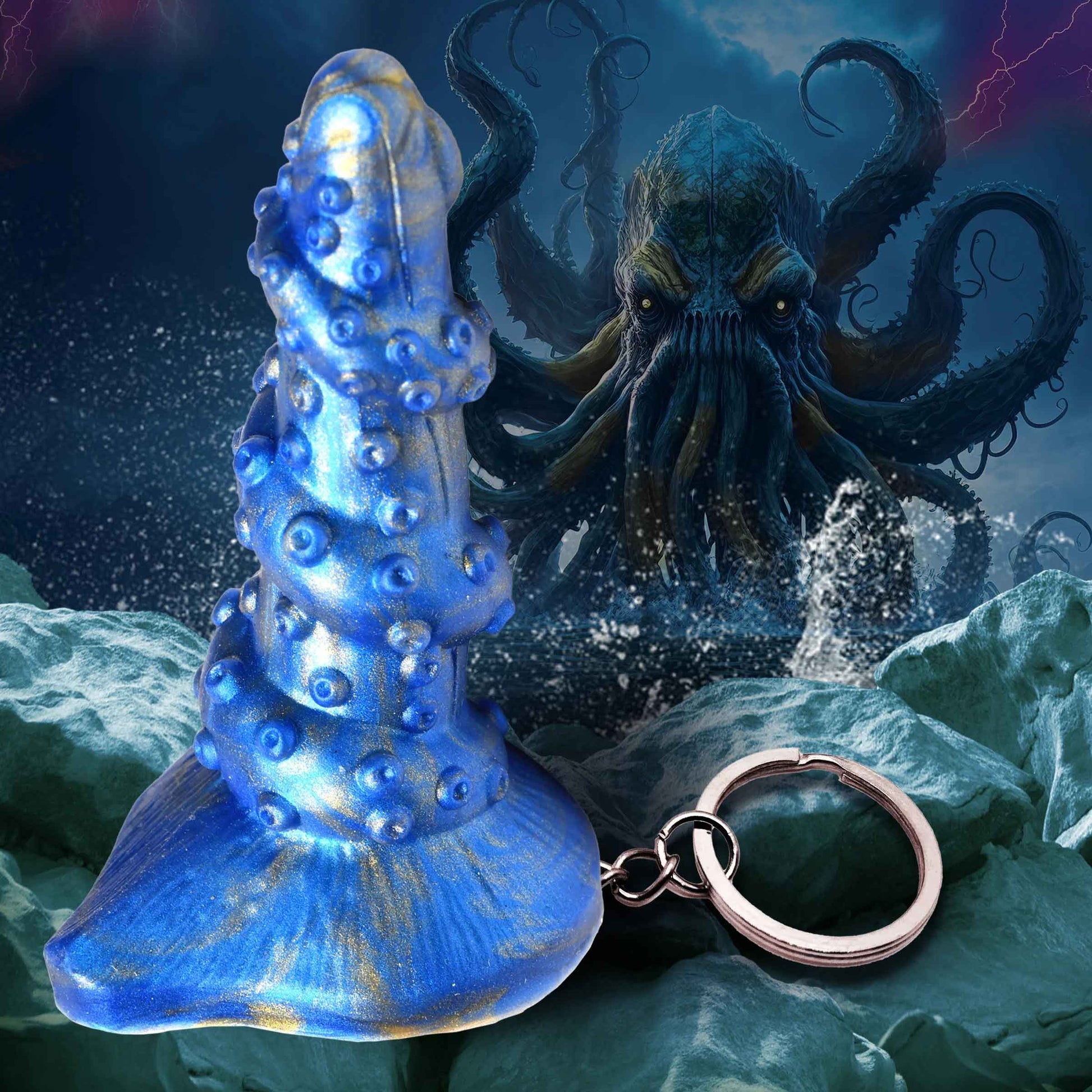 Lord Kraken Keychain - Blue - Not Very Vanilla