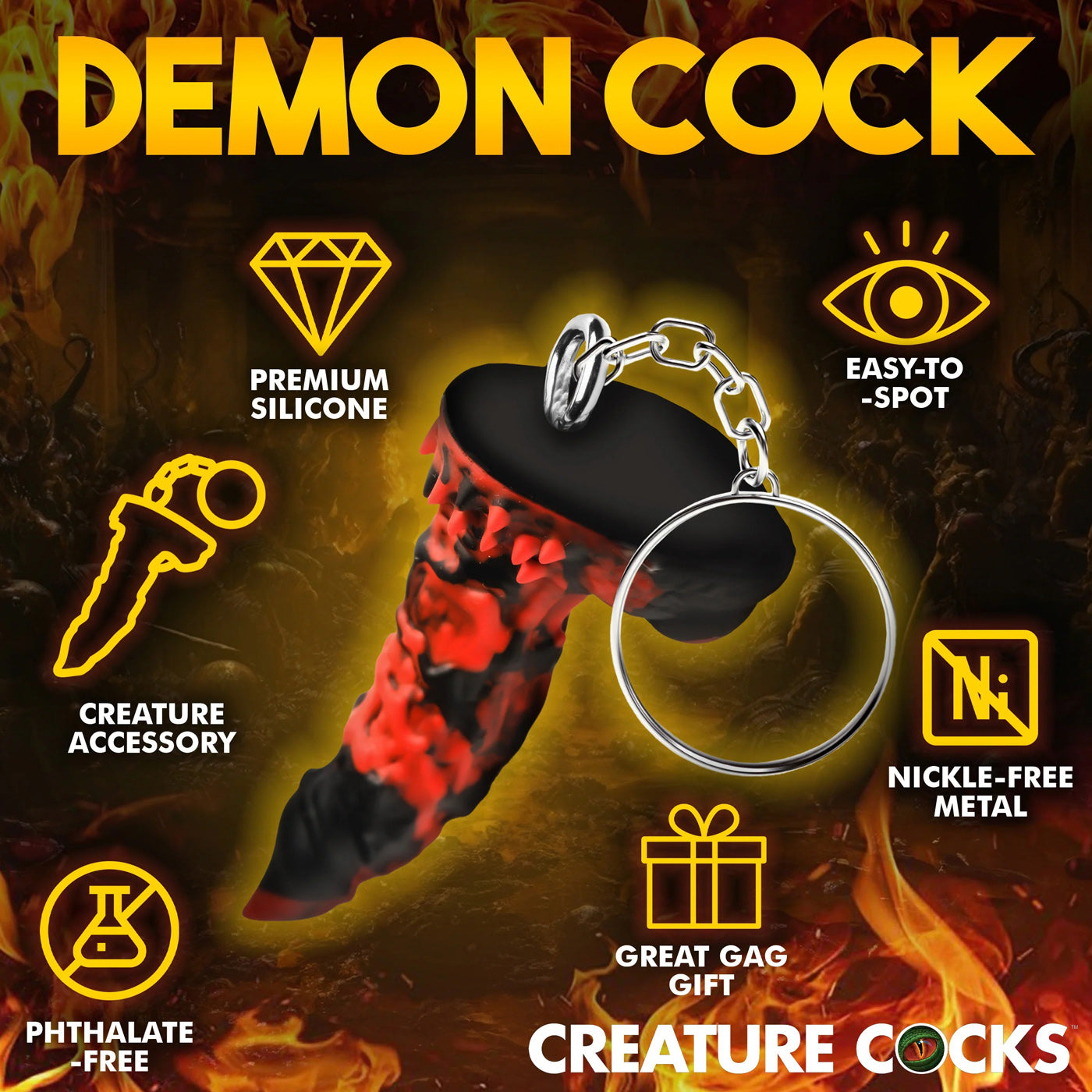 Fire Demon Keychain - Red/black - Not Very Vanilla