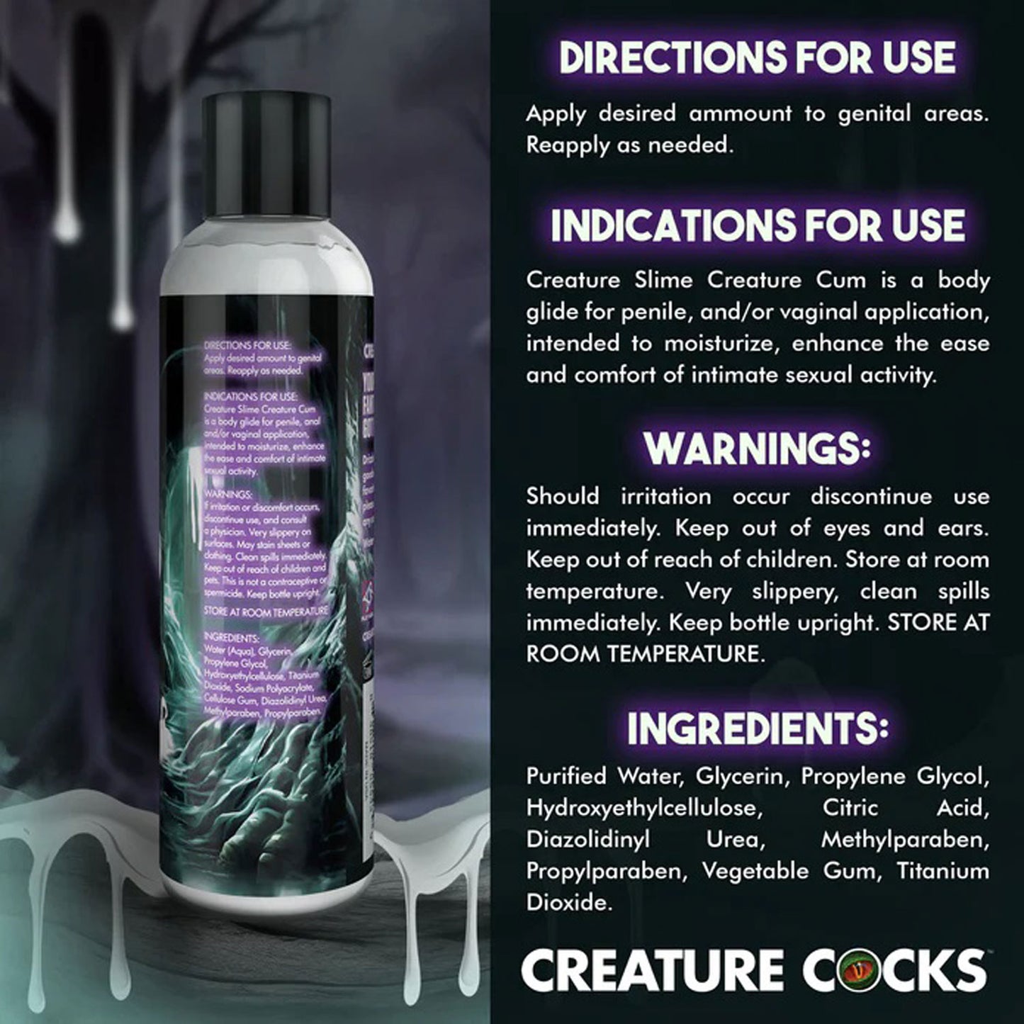 8oz Creature Slime Creature Cum Unscented Jizz - Lubricant - Clear - Not Very Vanilla