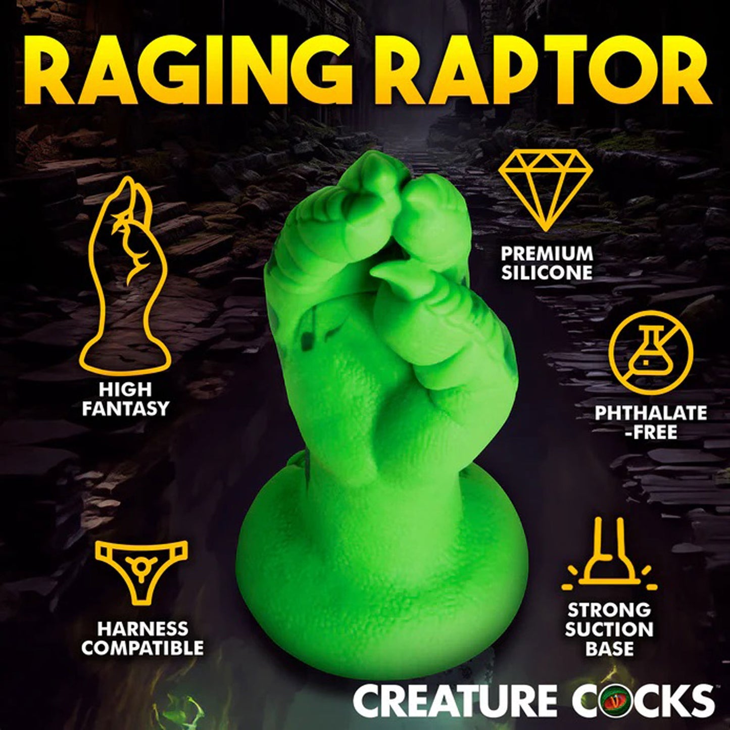 Raptor Claw Fisting Silicone Dildo - Green - Not Very Vanilla