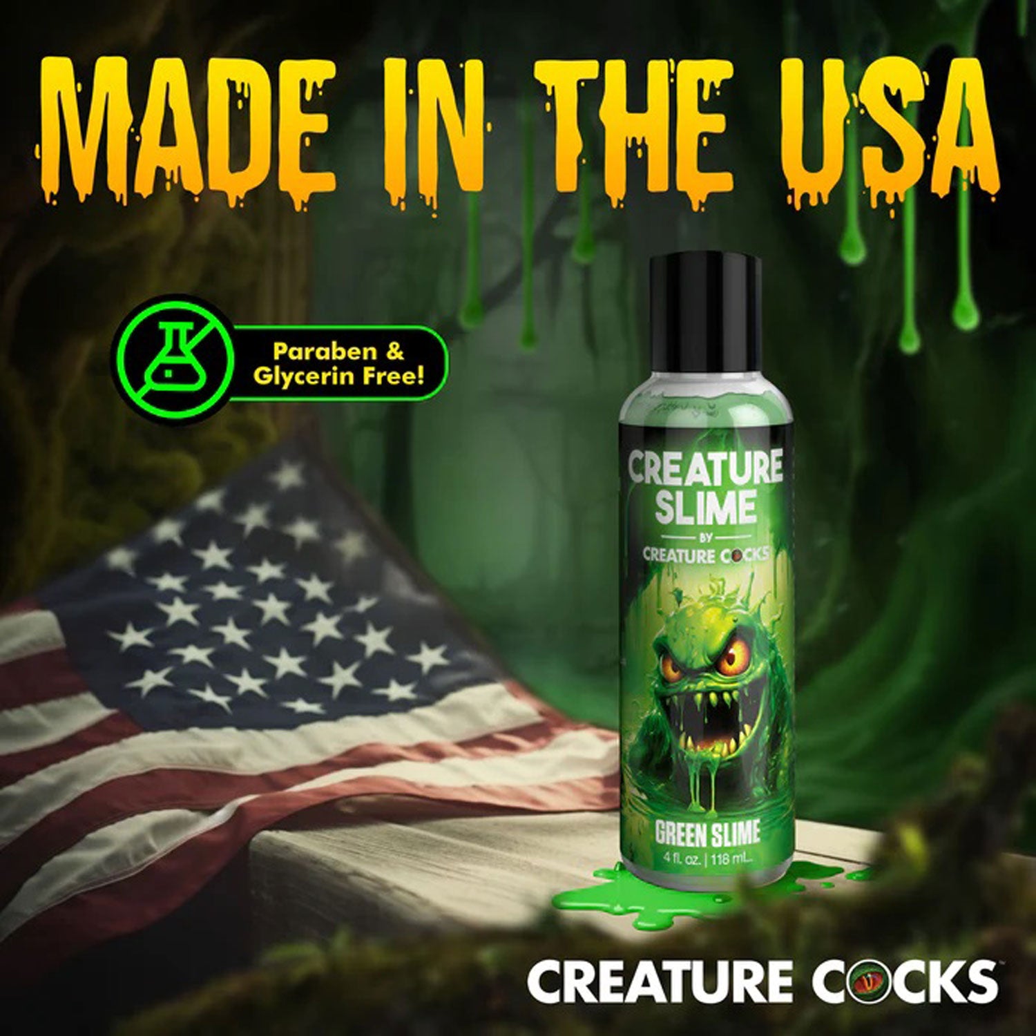 4oz Creature Slime Green Slime Water-Based - Lubricant - Not Very Vanilla