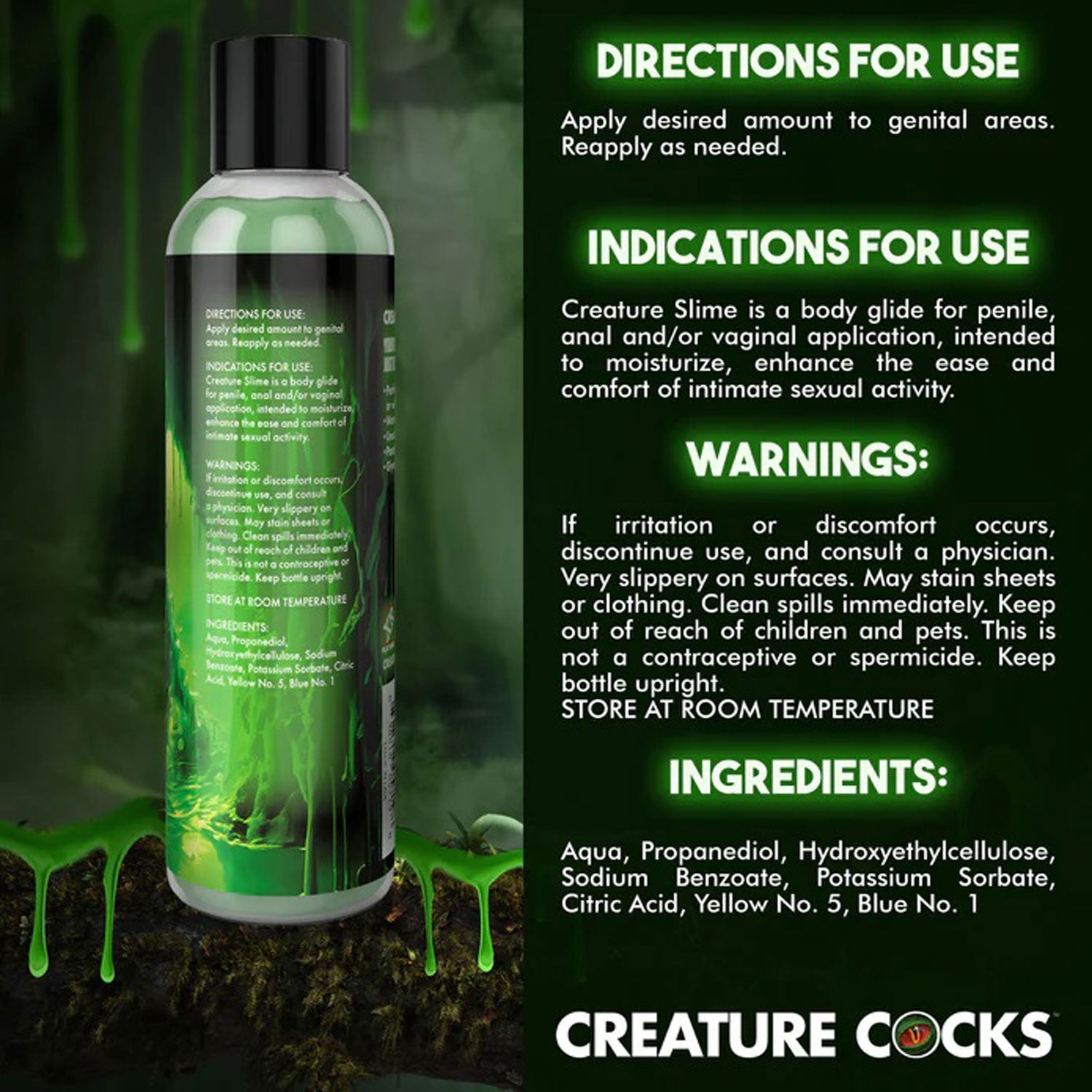 8oz Creature Slime Green Slime Water-Based - Lubricant - Not Very Vanilla