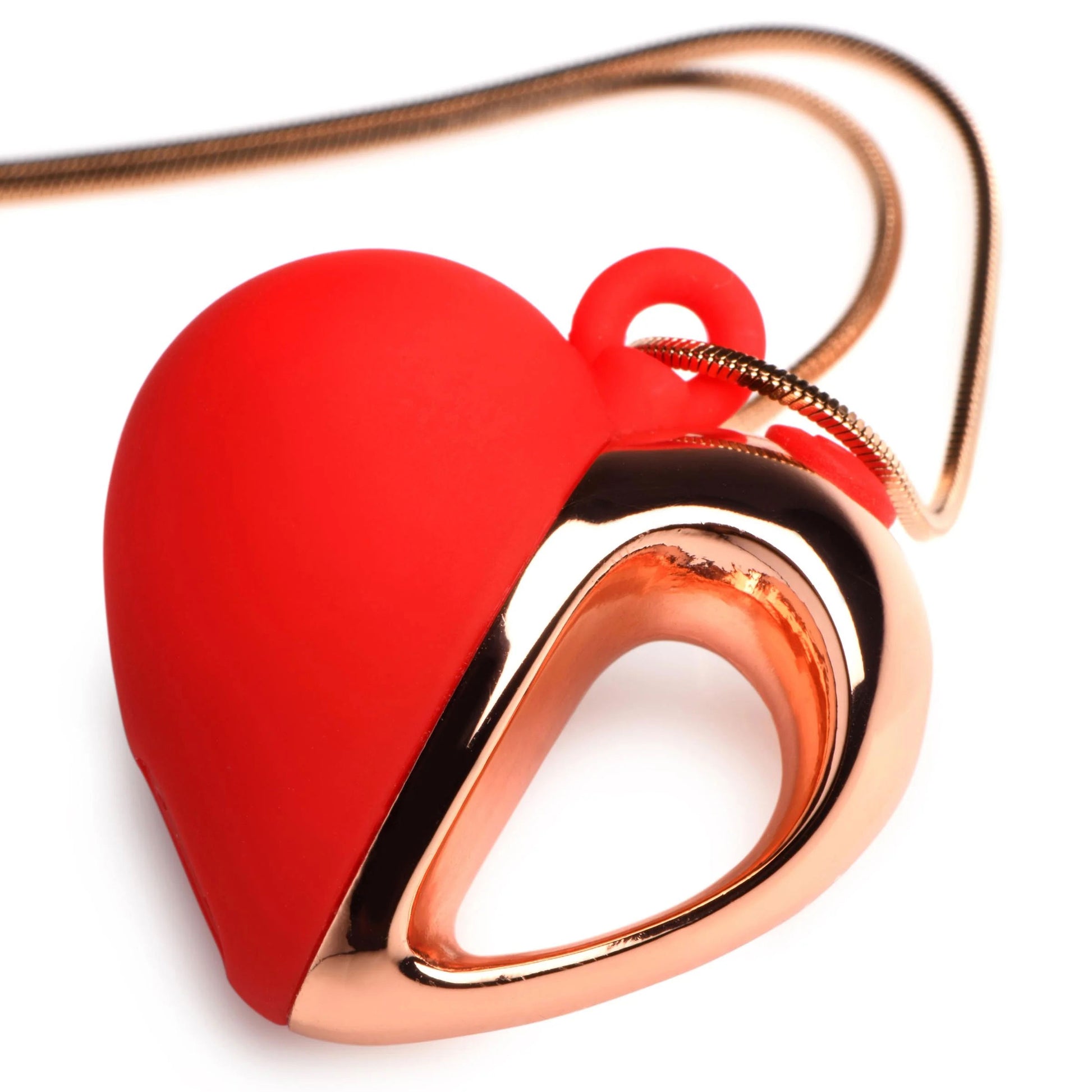 10x Vibrating Silicone Heart Necklace - Rose Gold/ Red - Not Very Vanilla