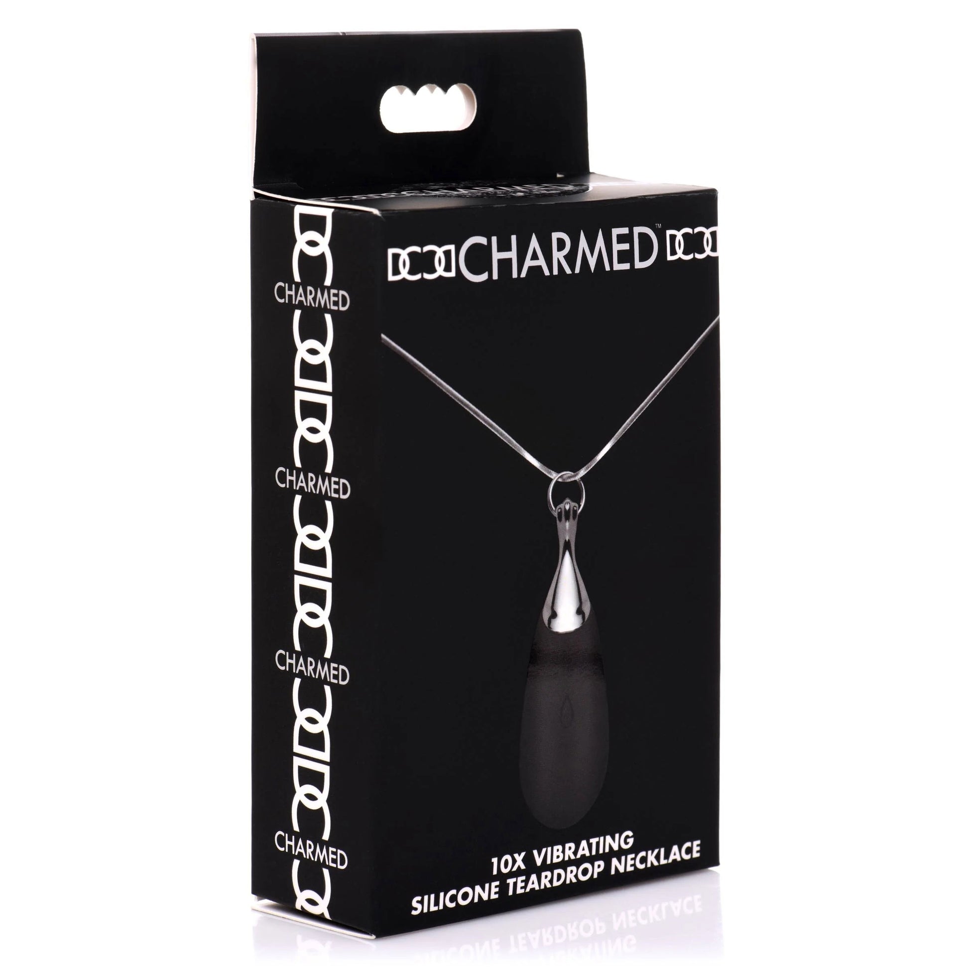 10x Vibrating Silicone Teardrop Necklace - Black - Not Very Vanilla