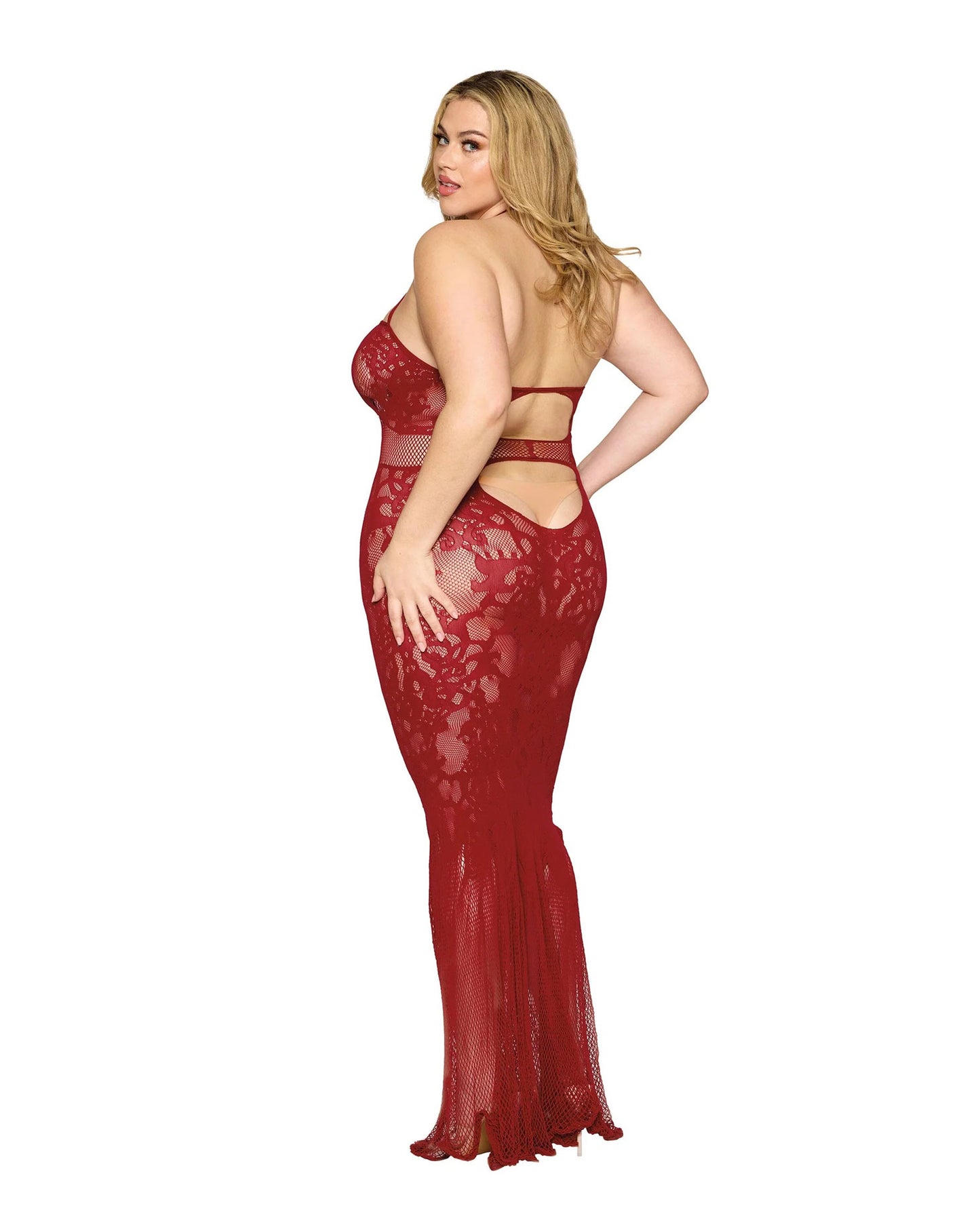 Bodystocking Gown Dmnd - One Size Queen - Red - Not Very Vanilla