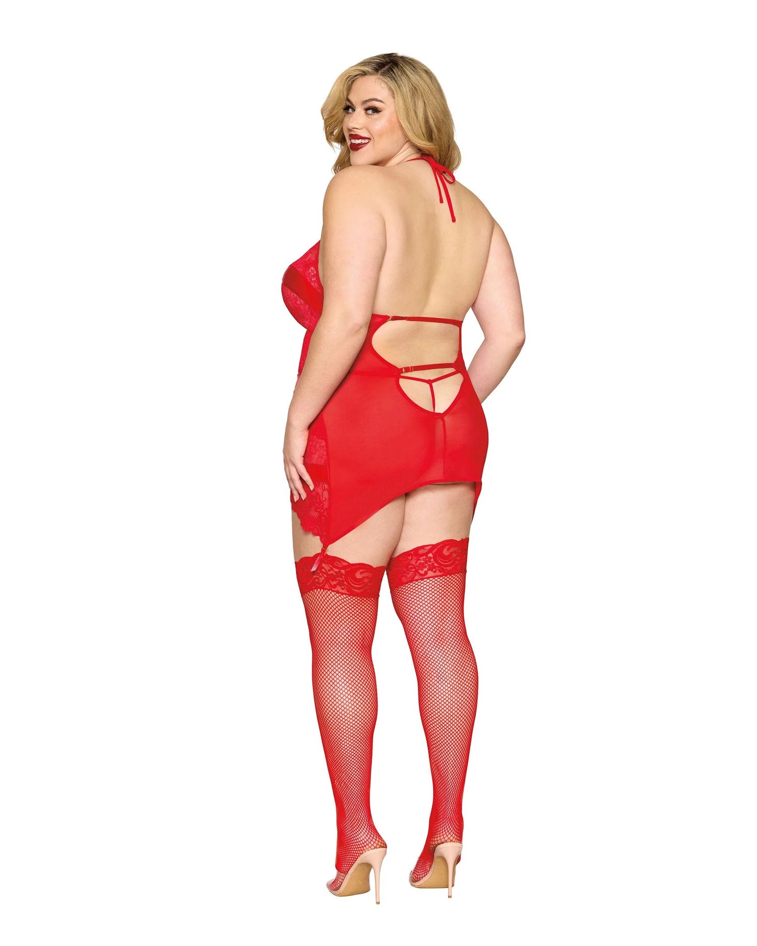 Garter Slip and G-String Dmnd - One Size Queen - Red - Not Very Vanilla