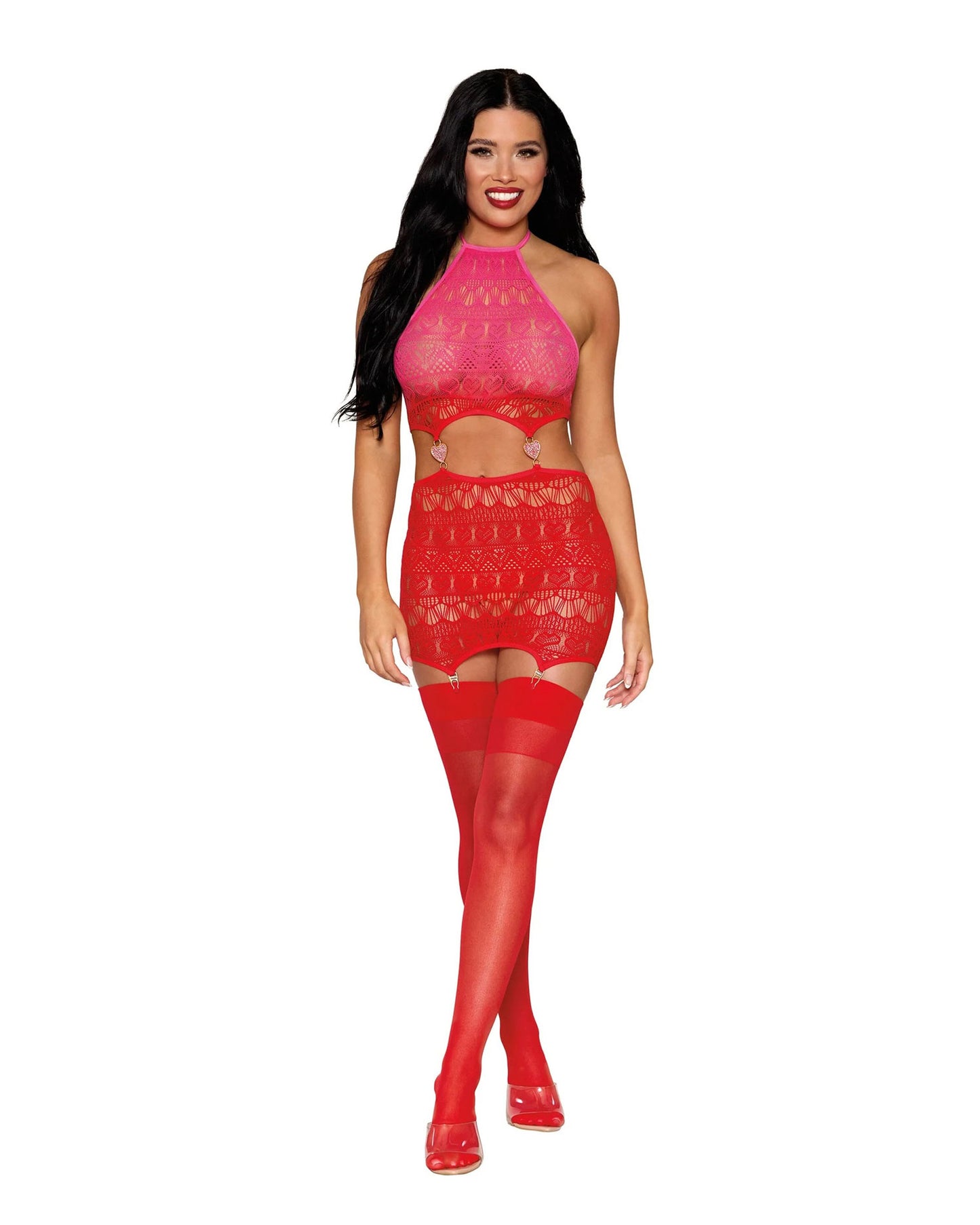 Garter Slip Dmnd - One Size - Red - Not Very Vanilla