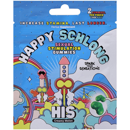 Happy Schlong (His) - Sexual Stimulation Gummies - 12 Pk/2 Pcs Per Pouch - Display