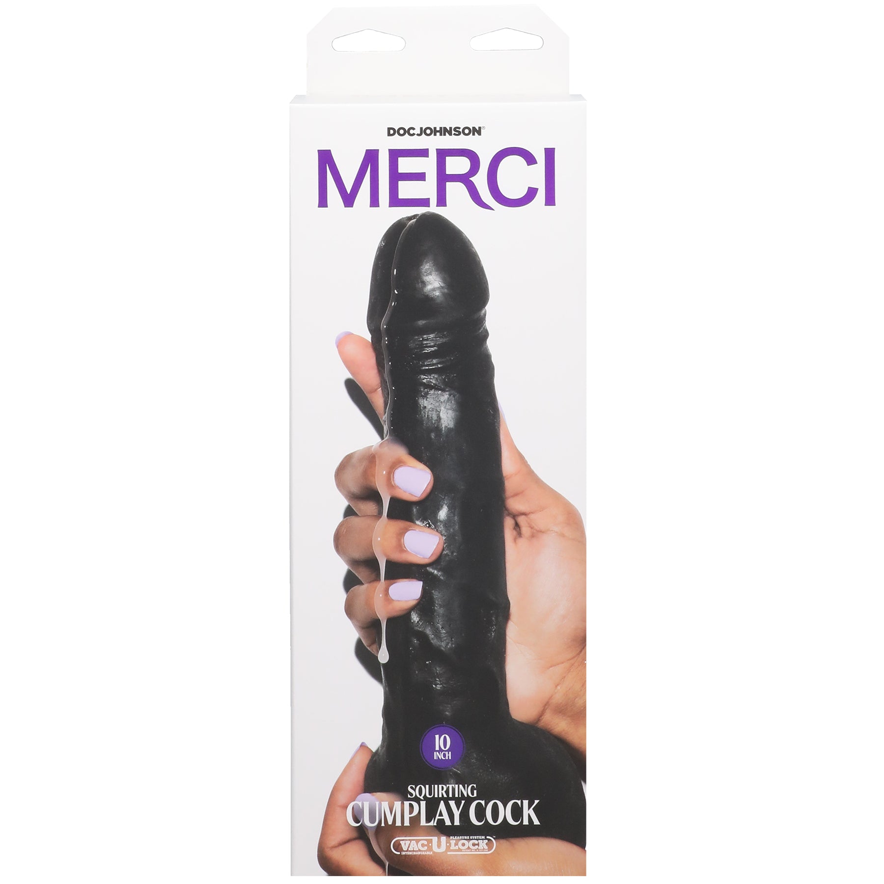 Merci - 10 Inch Dual Density Squirting Cumplay Cock With Removable Vac-U-Lock Suction Cup - Black - Not Very Vanilla