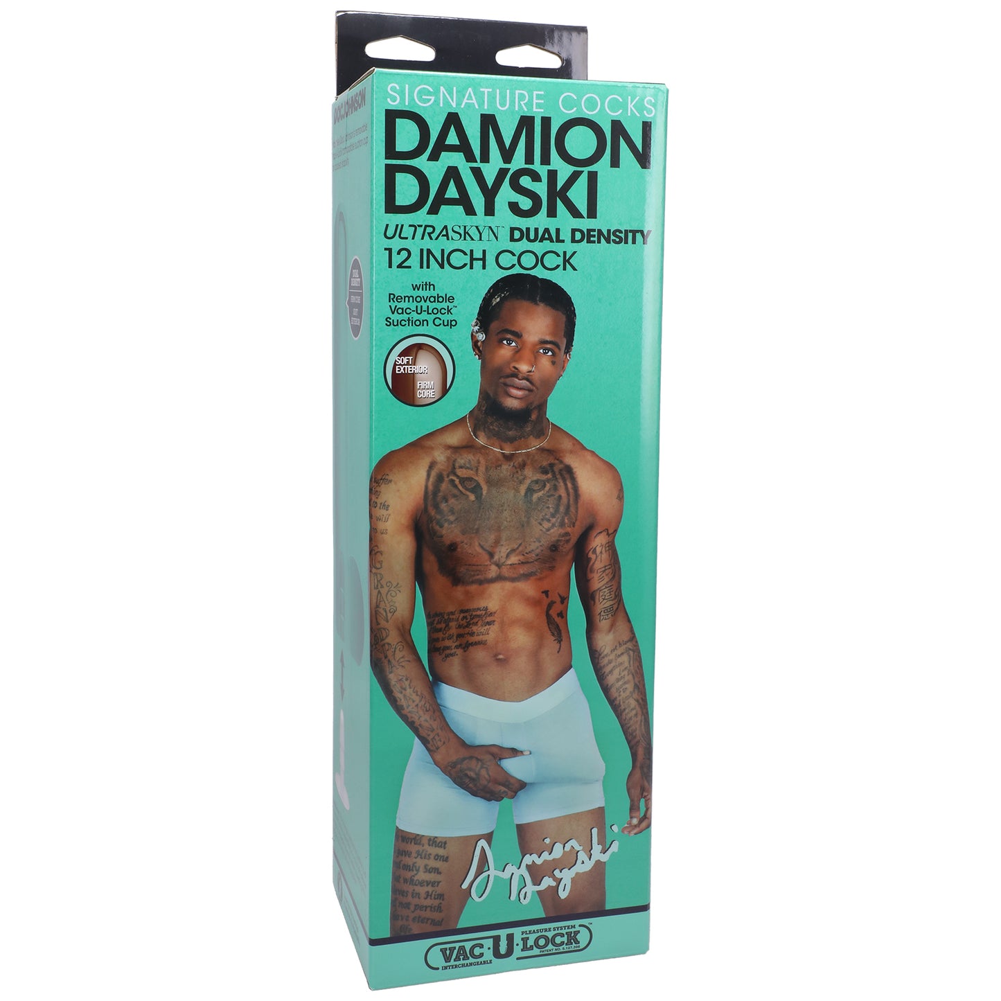 Signature Cocks - Damion Dayski - 12 Inch Ultraskyn Cock With Removable Vac-U-Lock Suction Cup - Chocolate - Not Very Vanilla