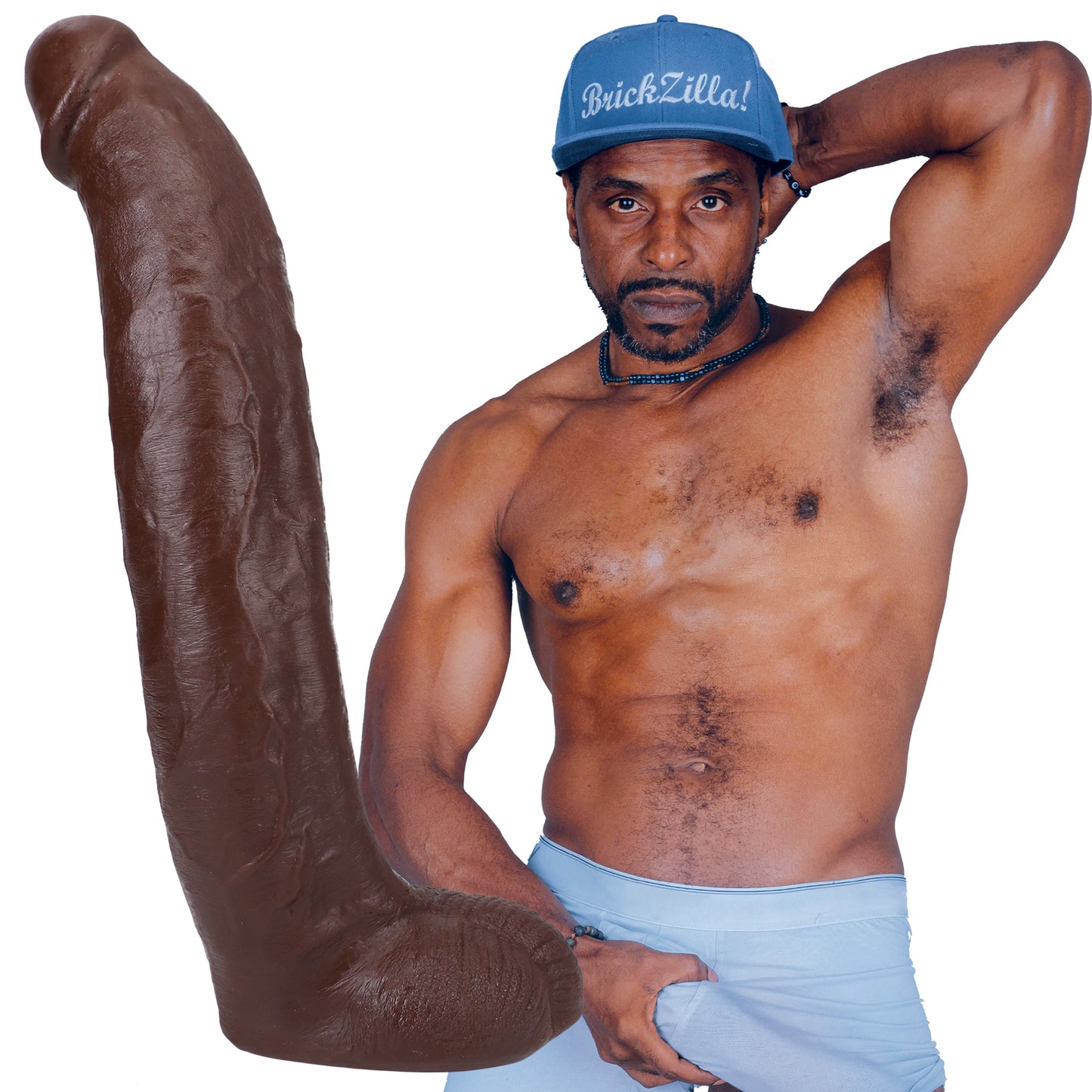 Signature Cocks - Brickzilla - 13 Inch Ultraskyn Cock With Removable Vac-U-Lock Suction Cup - Chocolate - Not Very Vanilla