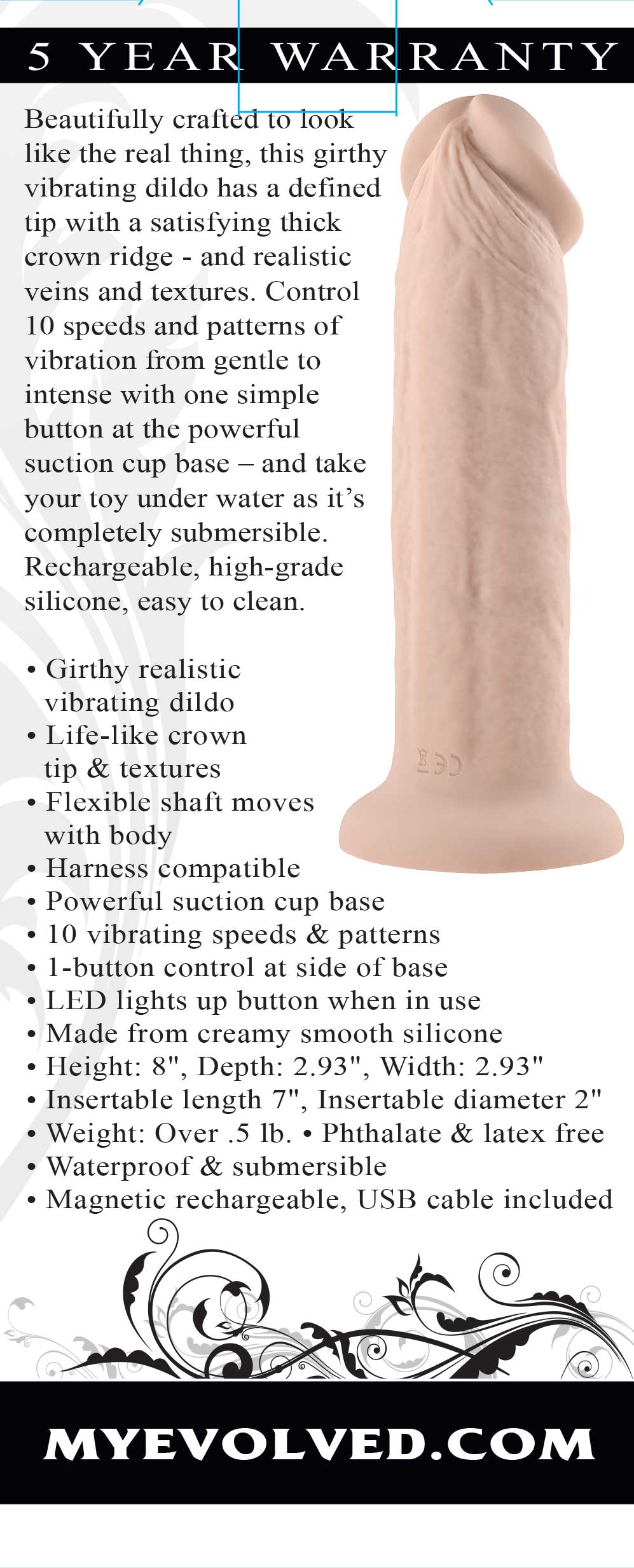 7 Inch Girthy Vibrating Dong - Light - Not Very Vanilla