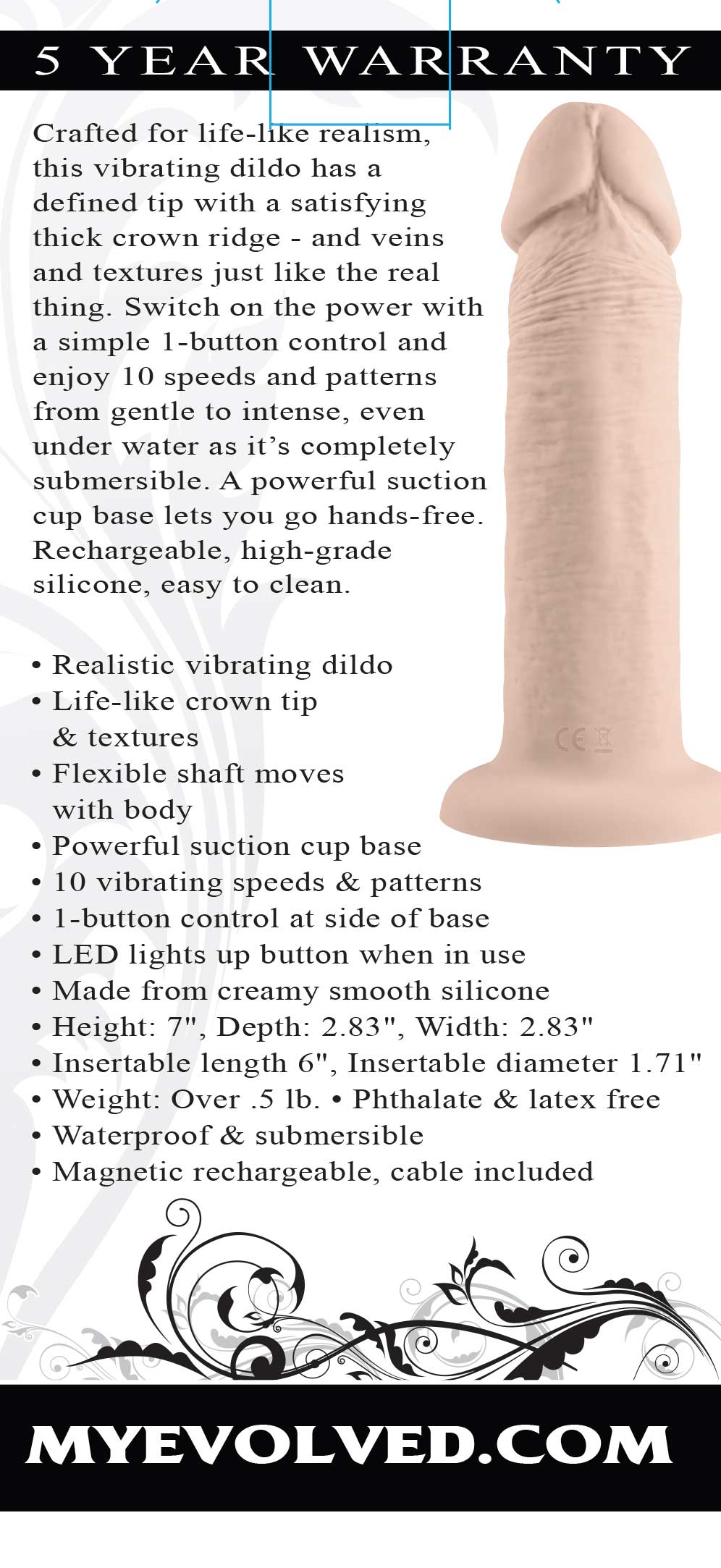 6 Inch Girthy Vibrating Dong - Light - Not Very Vanilla