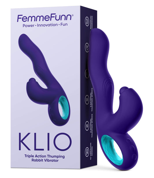 Klio Triple Action Thumping Rabbit Vibrator - Dark Purple