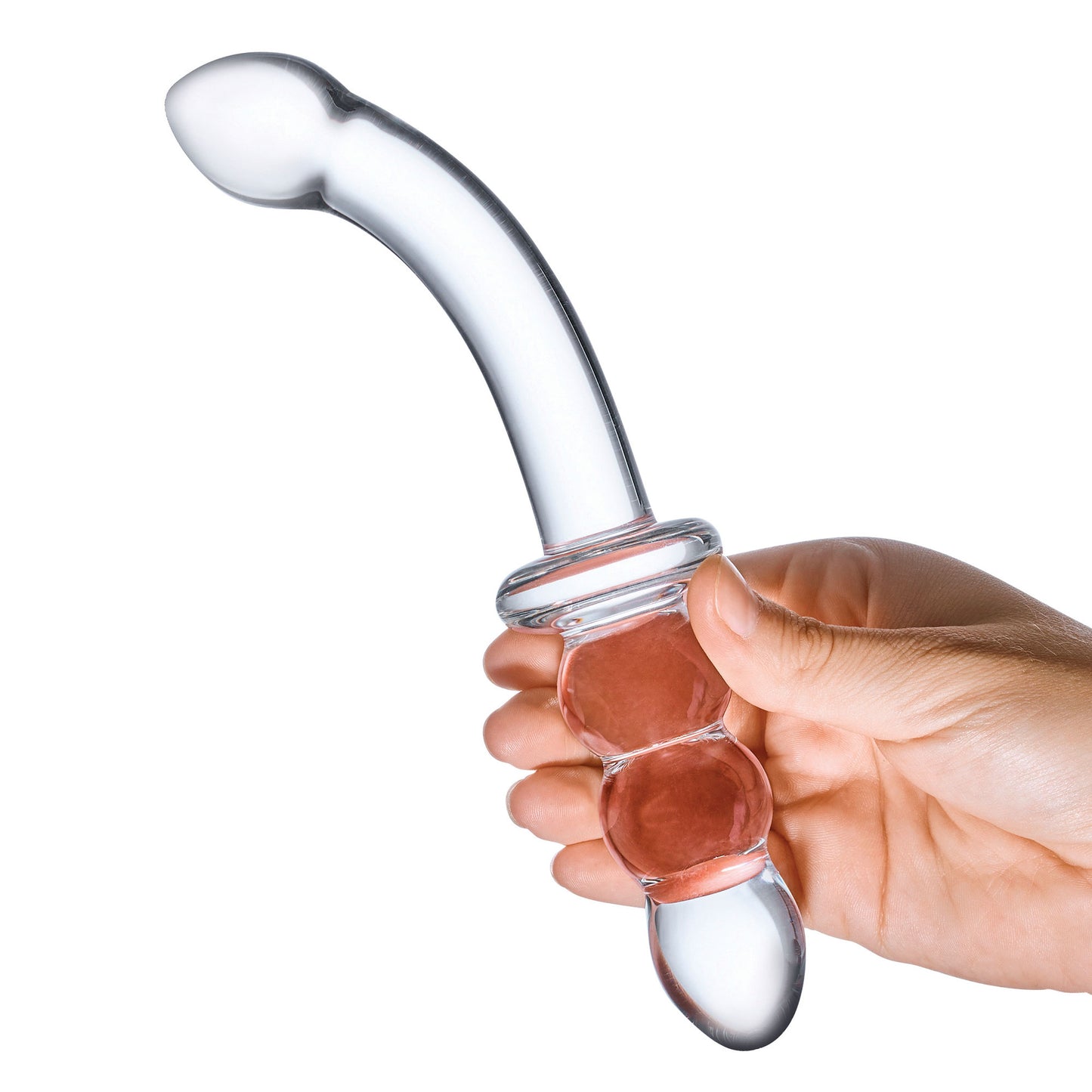 8 Inch Ribbed G-Spot Glass Dildo - Clear - Not Very Vanilla