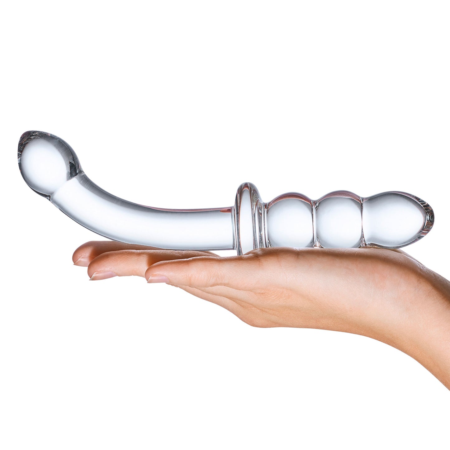 8 Inch Ribbed G-Spot Glass Dildo - Clear - Not Very Vanilla