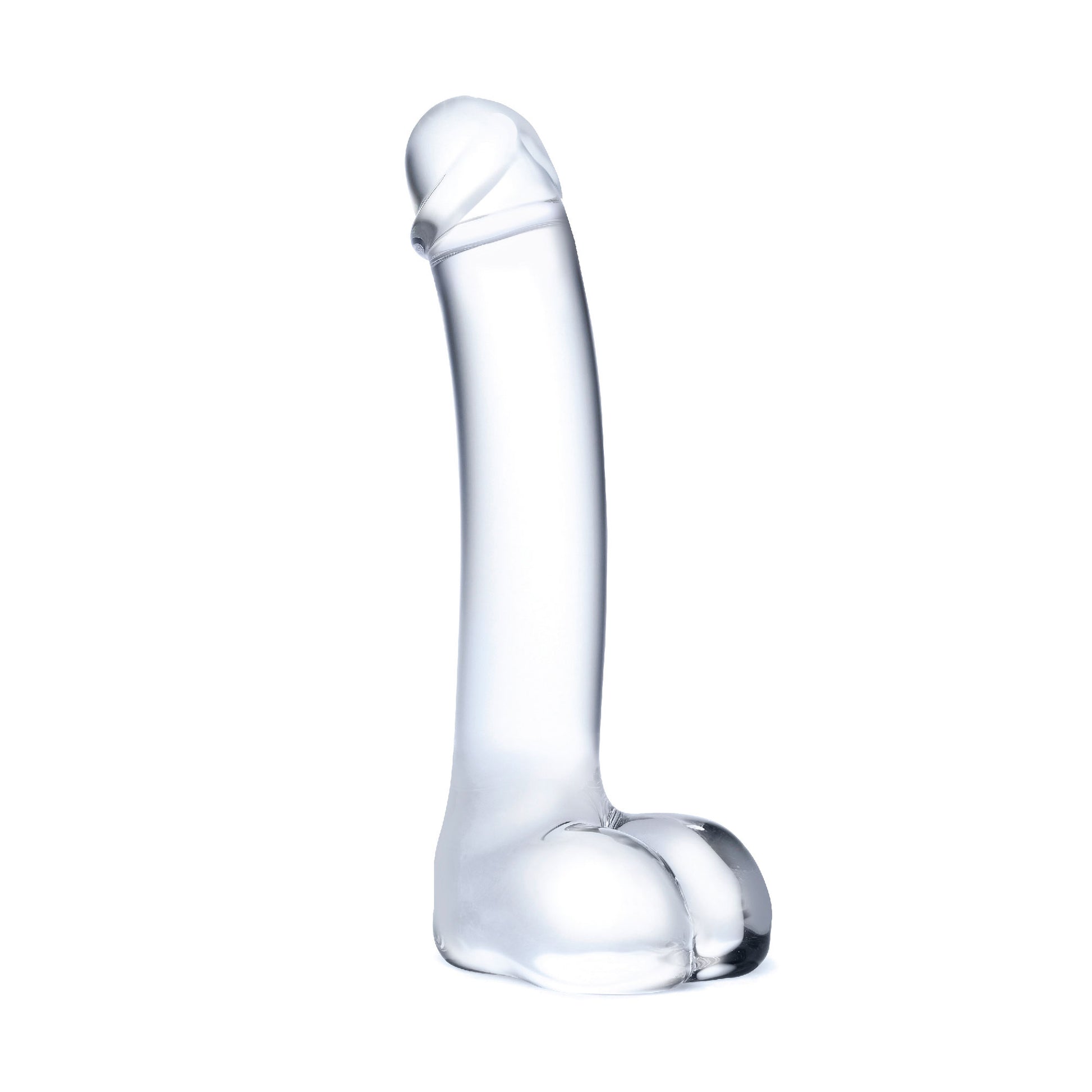 7 Inch Realistic Curved Glass G-Spot Dildo - Clear - Not Very Vanilla